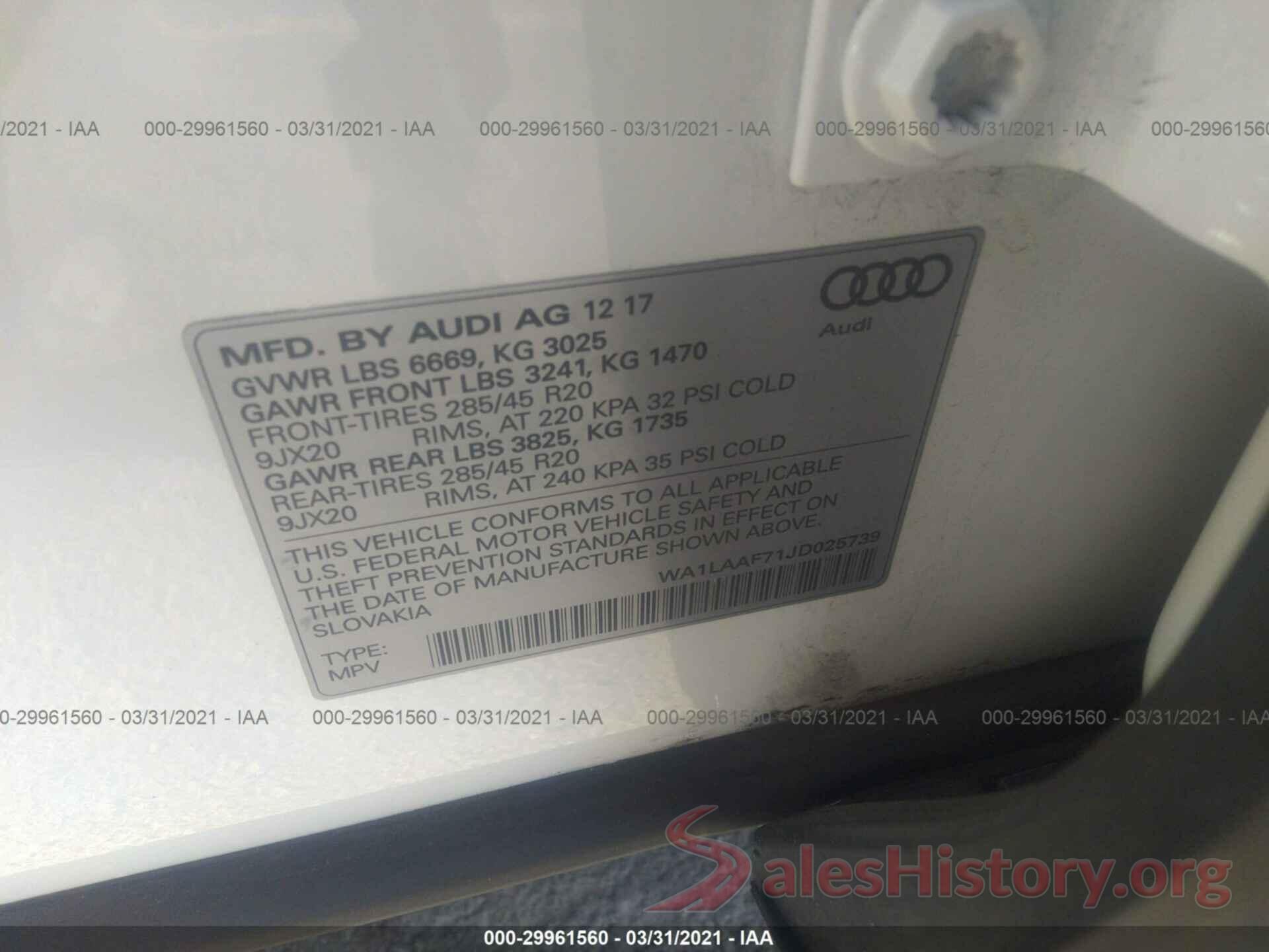 WA1LAAF71JD025739 2018 AUDI Q7