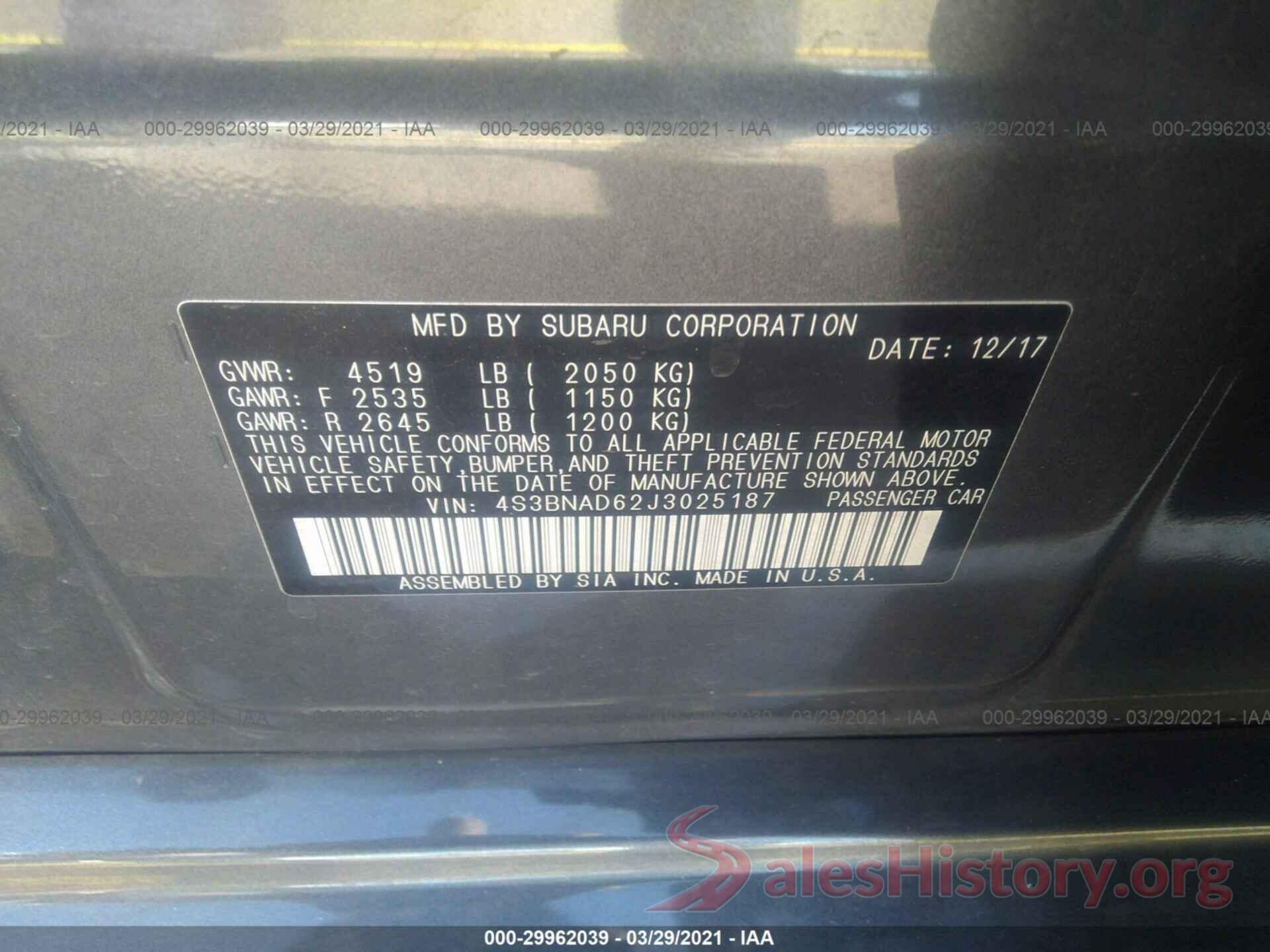 4S3BNAD62J3025187 2018 SUBARU LEGACY