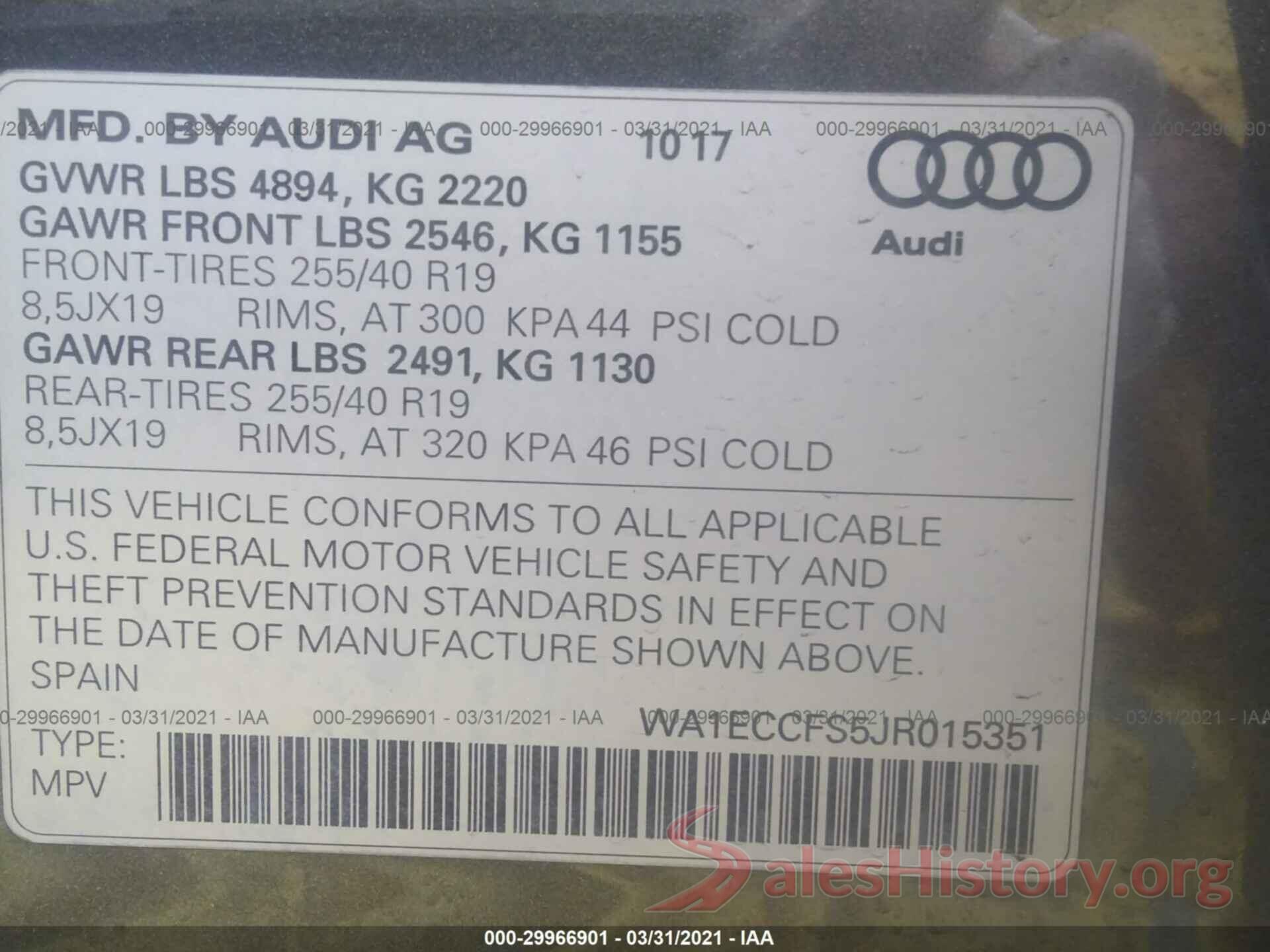 WA1ECCFS5JR015351 2018 AUDI Q3