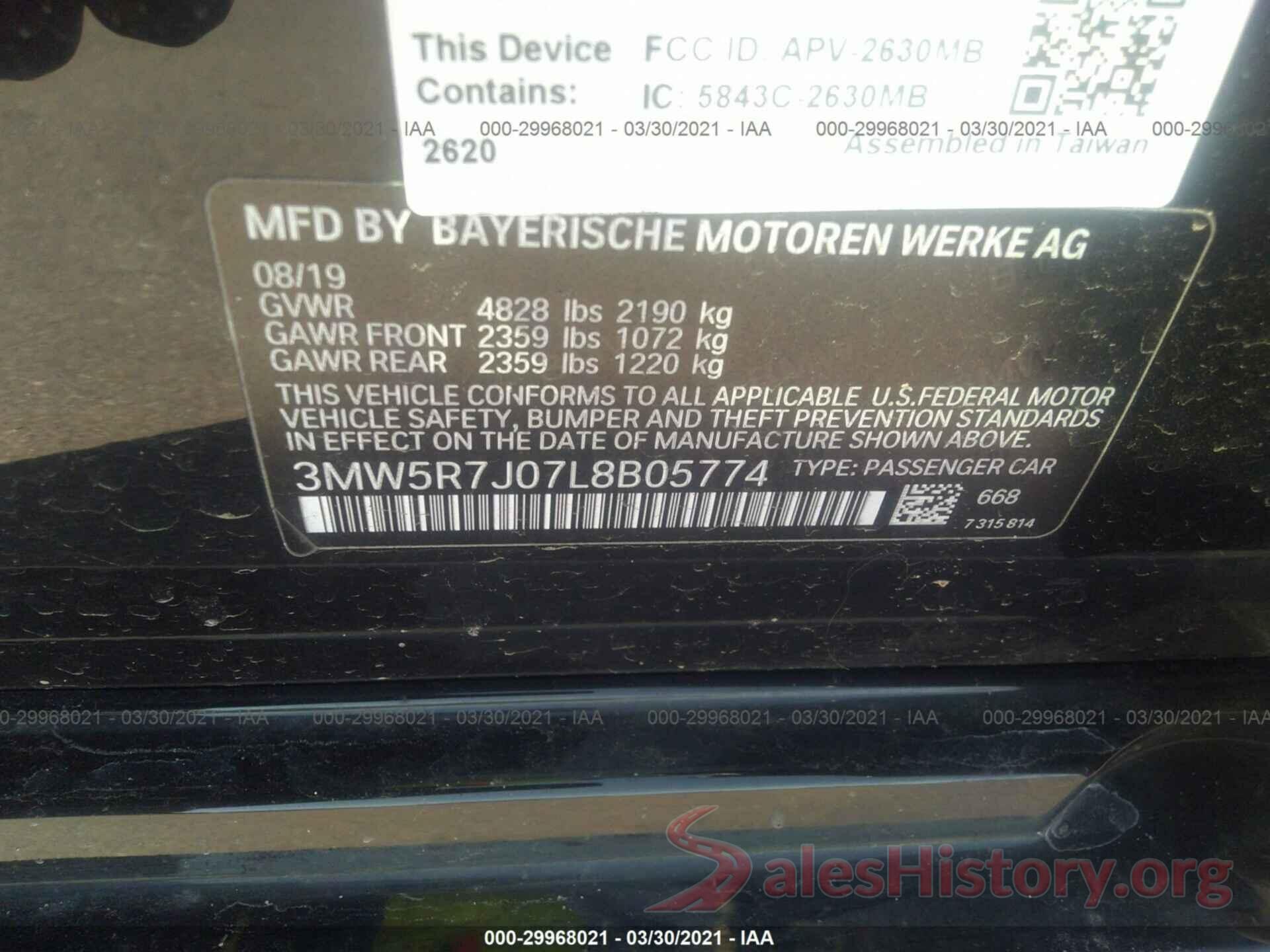 3MW5R7J07L8B05774 2020 BMW 3 SERIES