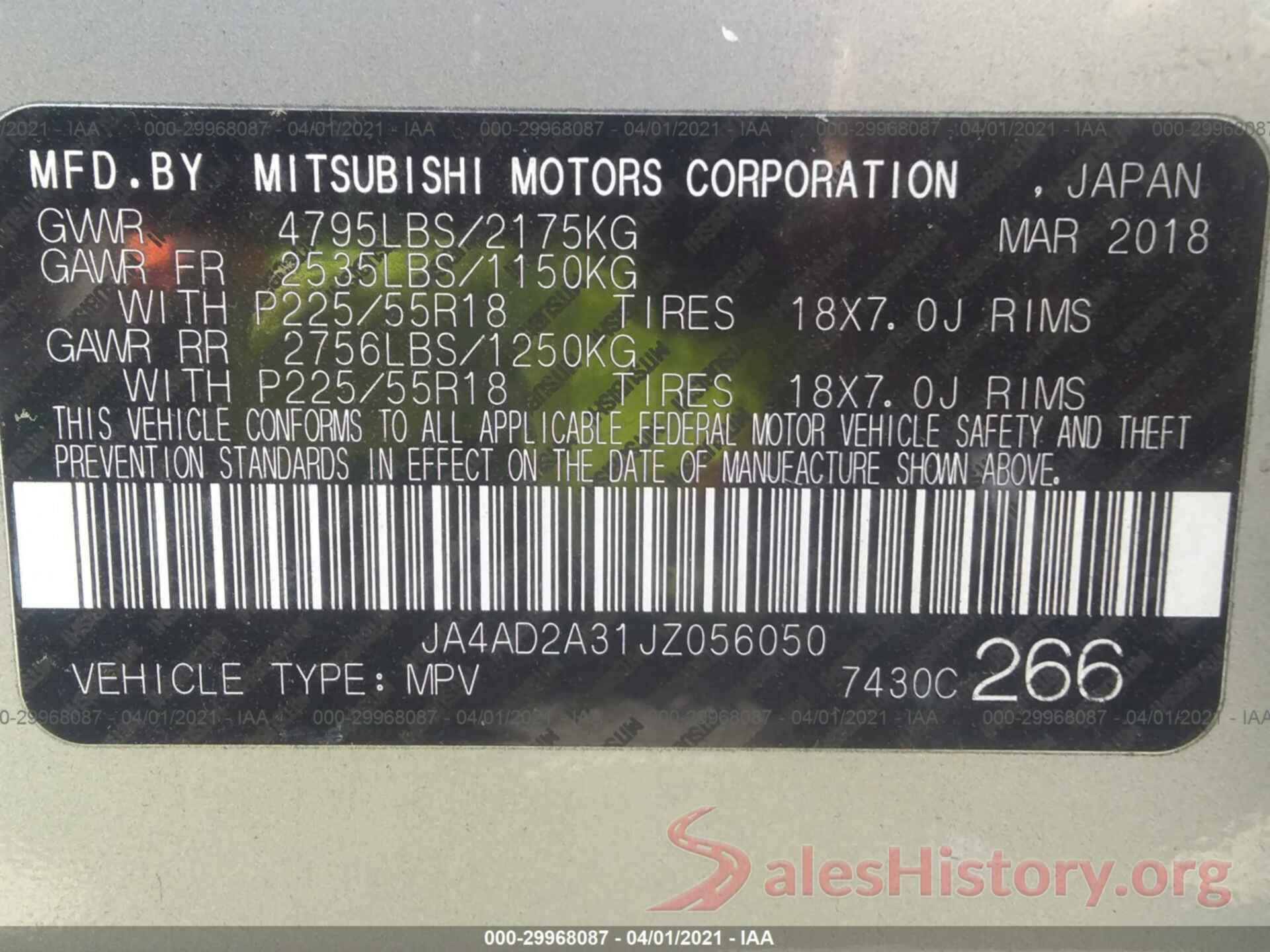 JA4AD2A31JZ056050 2018 MITSUBISHI OUTLANDER