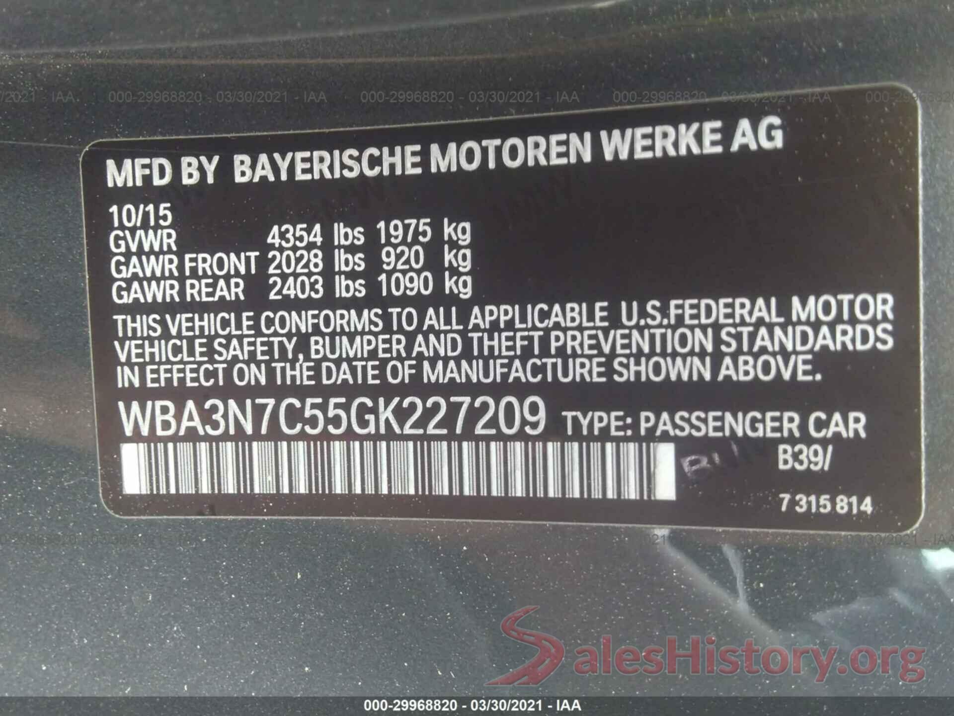 WBA3N7C55GK227209 2016 BMW 4 SERIES