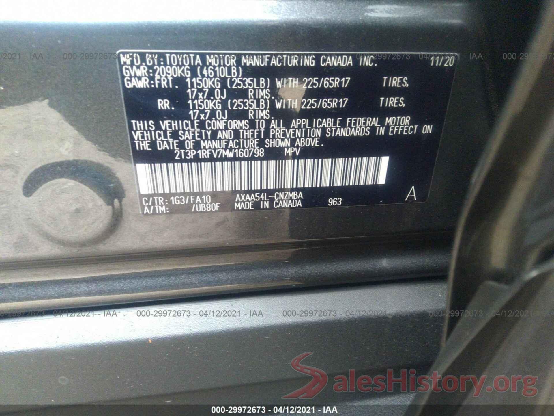 2T3P1RFV7MW160798 2021 TOYOTA RAV4