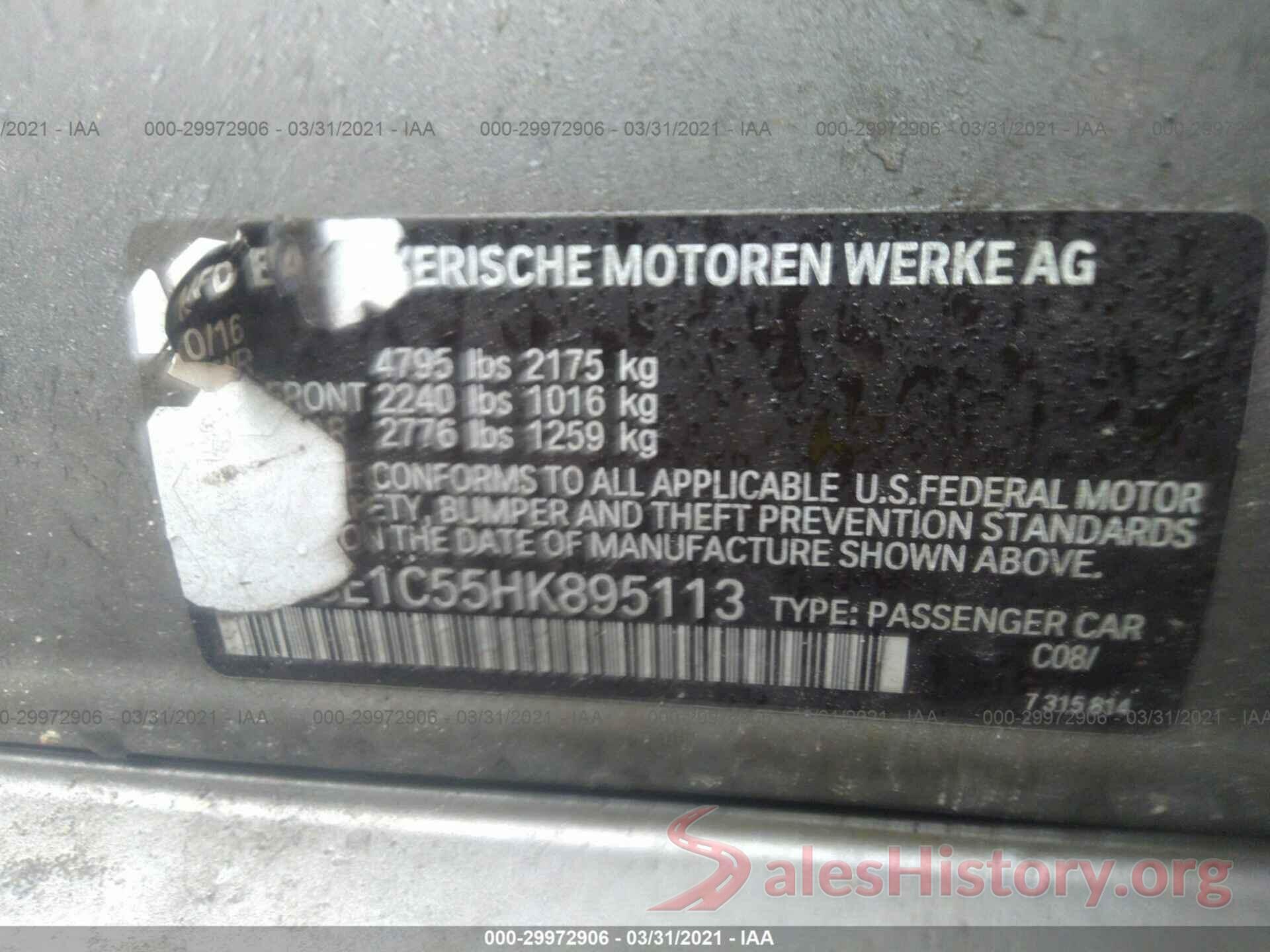 WBA8E1C55HK895113 2017 BMW 3 SERIES