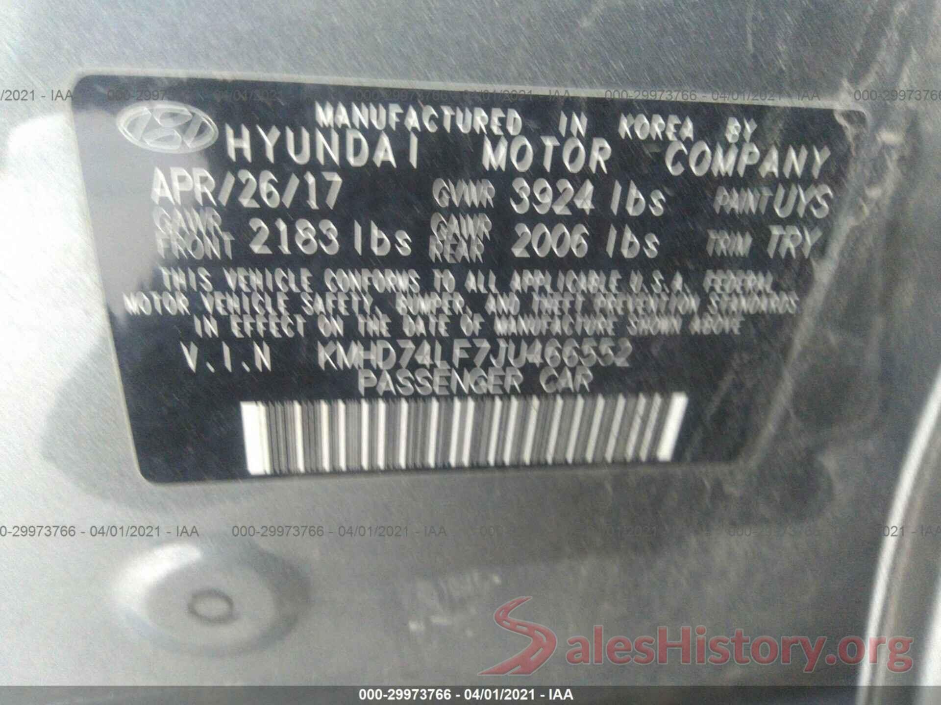 KMHD74LF7JU466552 2018 HYUNDAI ELANTRA