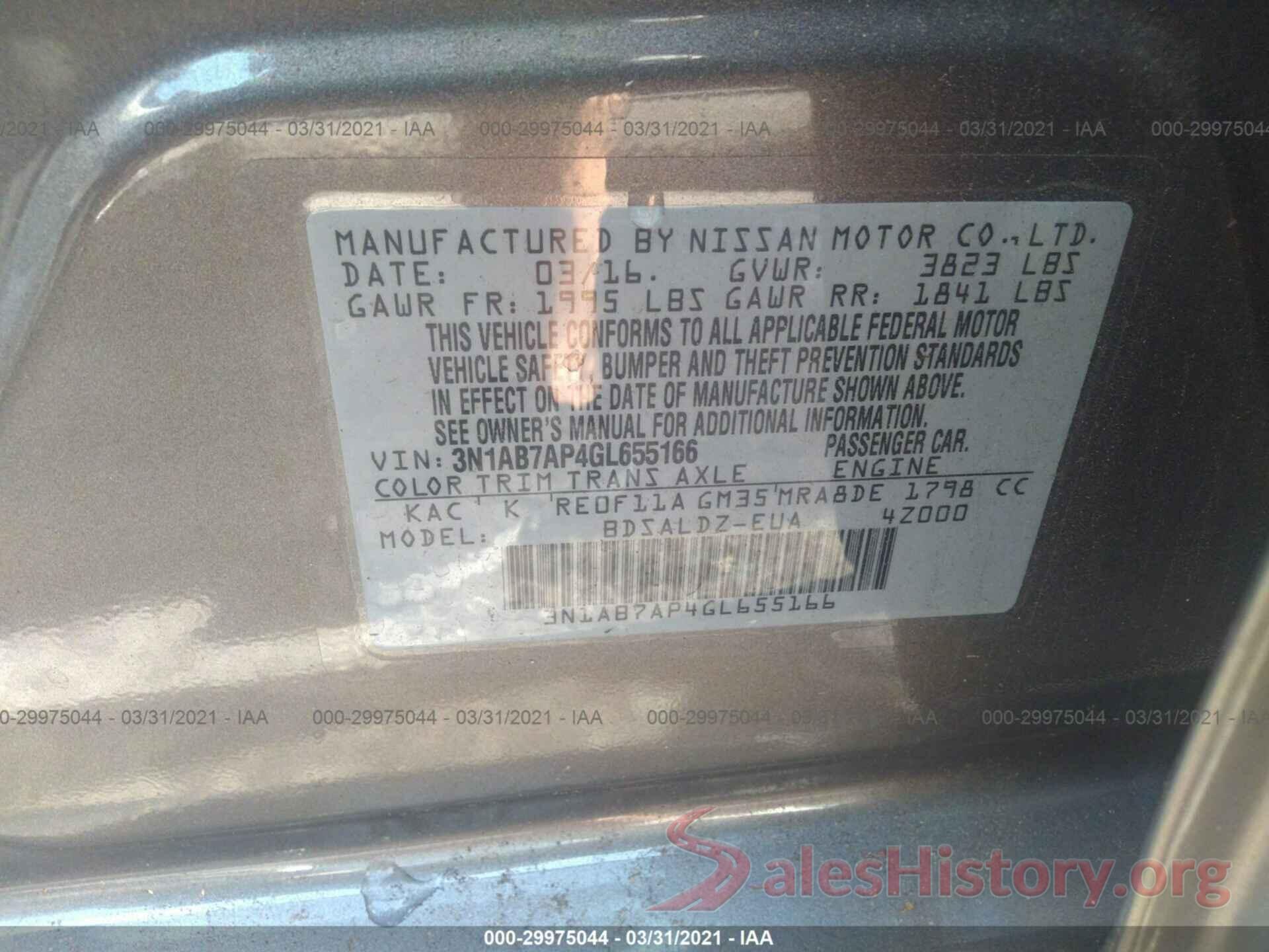 3N1AB7AP4GL655166 2016 NISSAN SENTRA