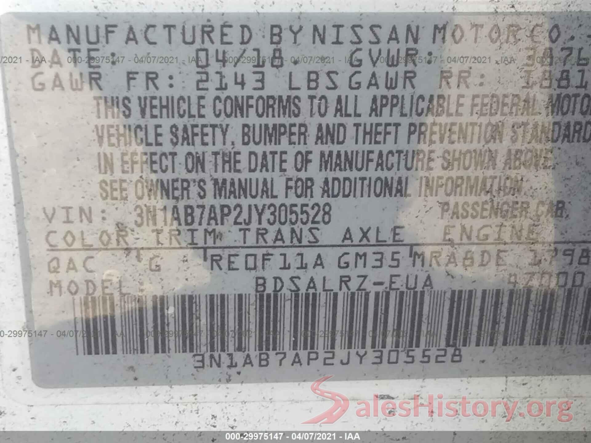 3N1AB7AP2JY305528 2018 NISSAN SENTRA