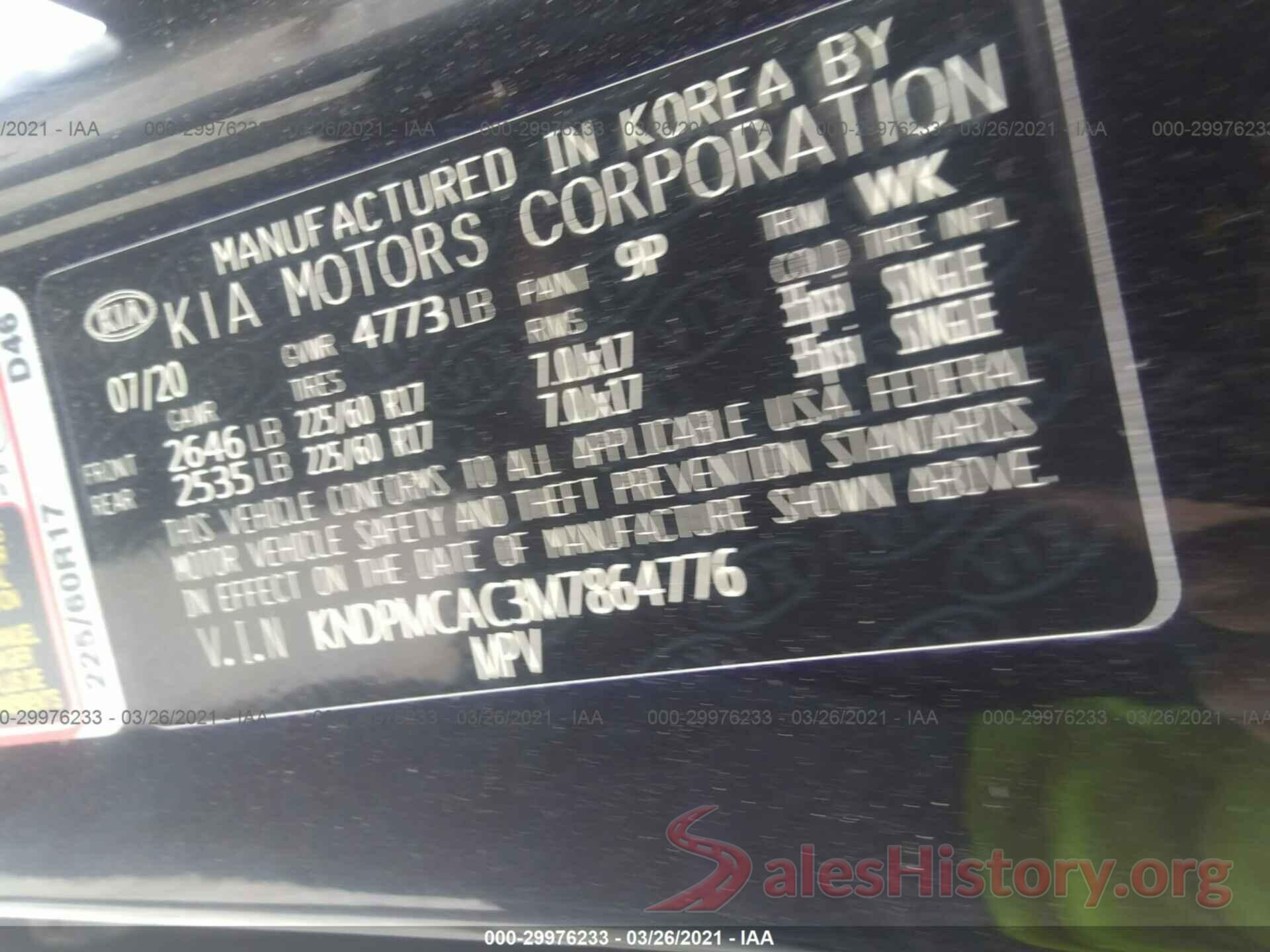 KNDPMCAC3M7864776 2021 KIA SPORTAGE