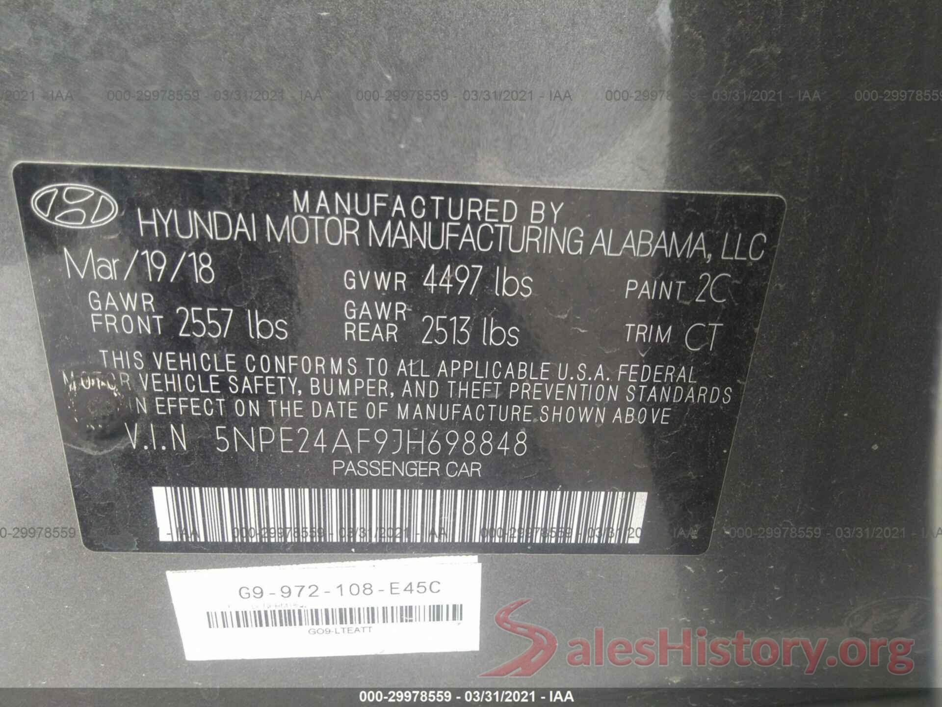 5NPE24AF9JH698848 2018 HYUNDAI SONATA