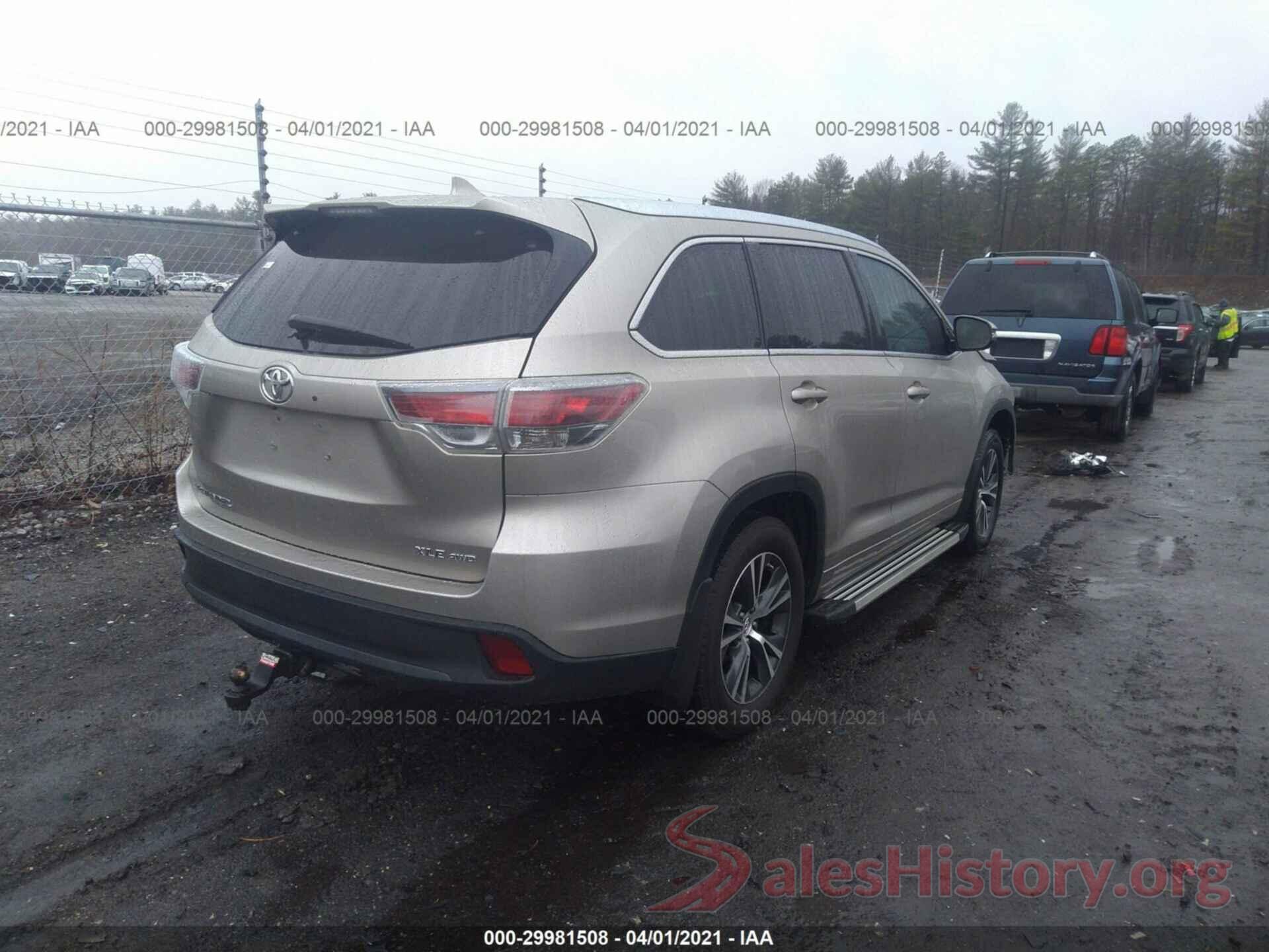 5TDJKRFH3GS227285 2016 TOYOTA HIGHLANDER