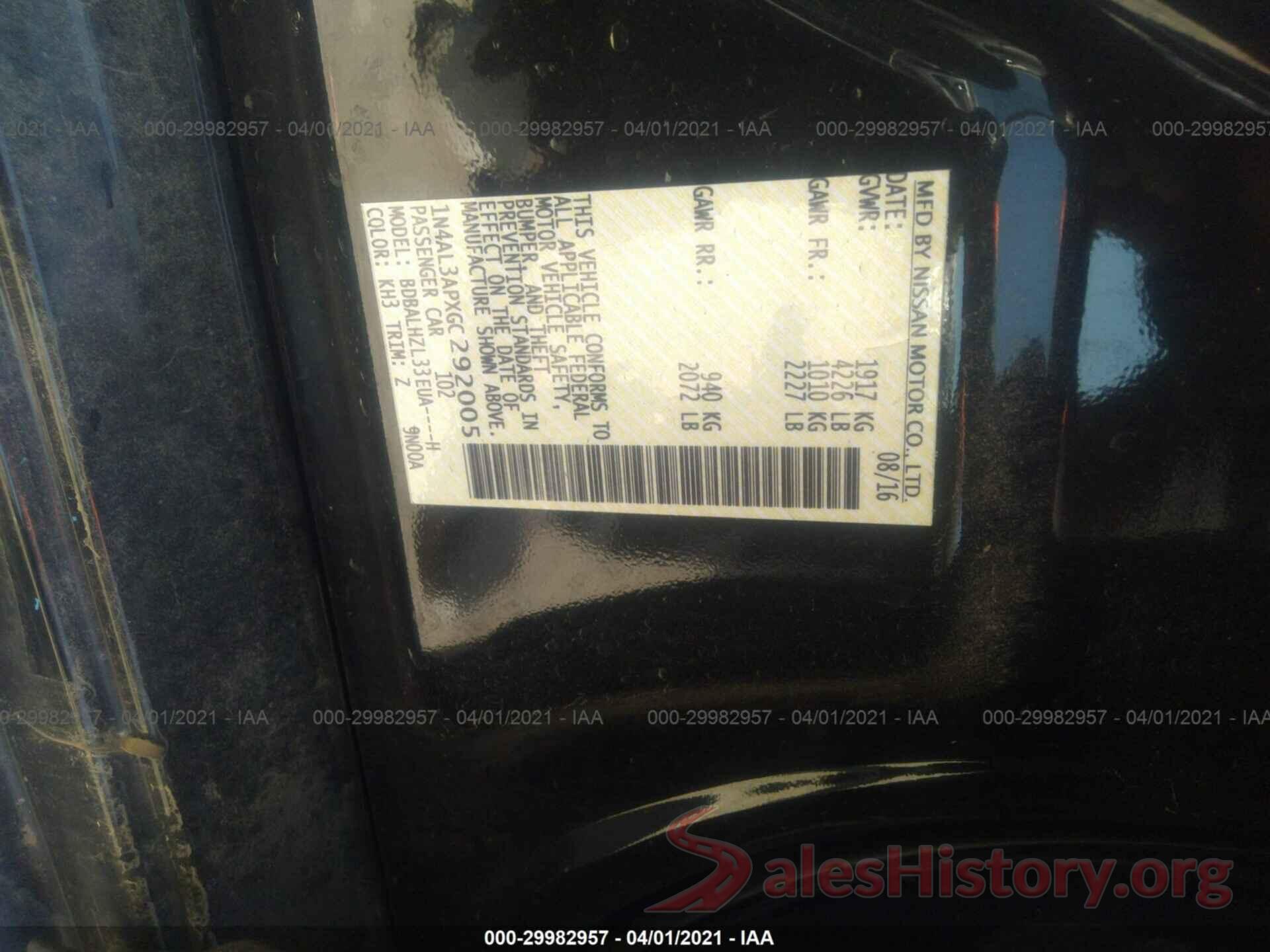 1N4AL3APXGC292005 2016 NISSAN ALTIMA