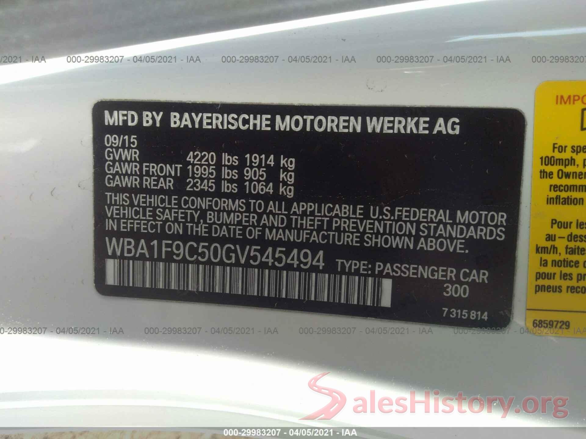 WBA1F9C50GV545494 2016 BMW 2 SERIES