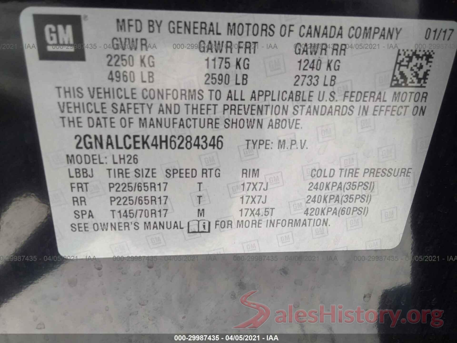 2GNALCEK4H6284346 2017 CHEVROLET EQUINOX