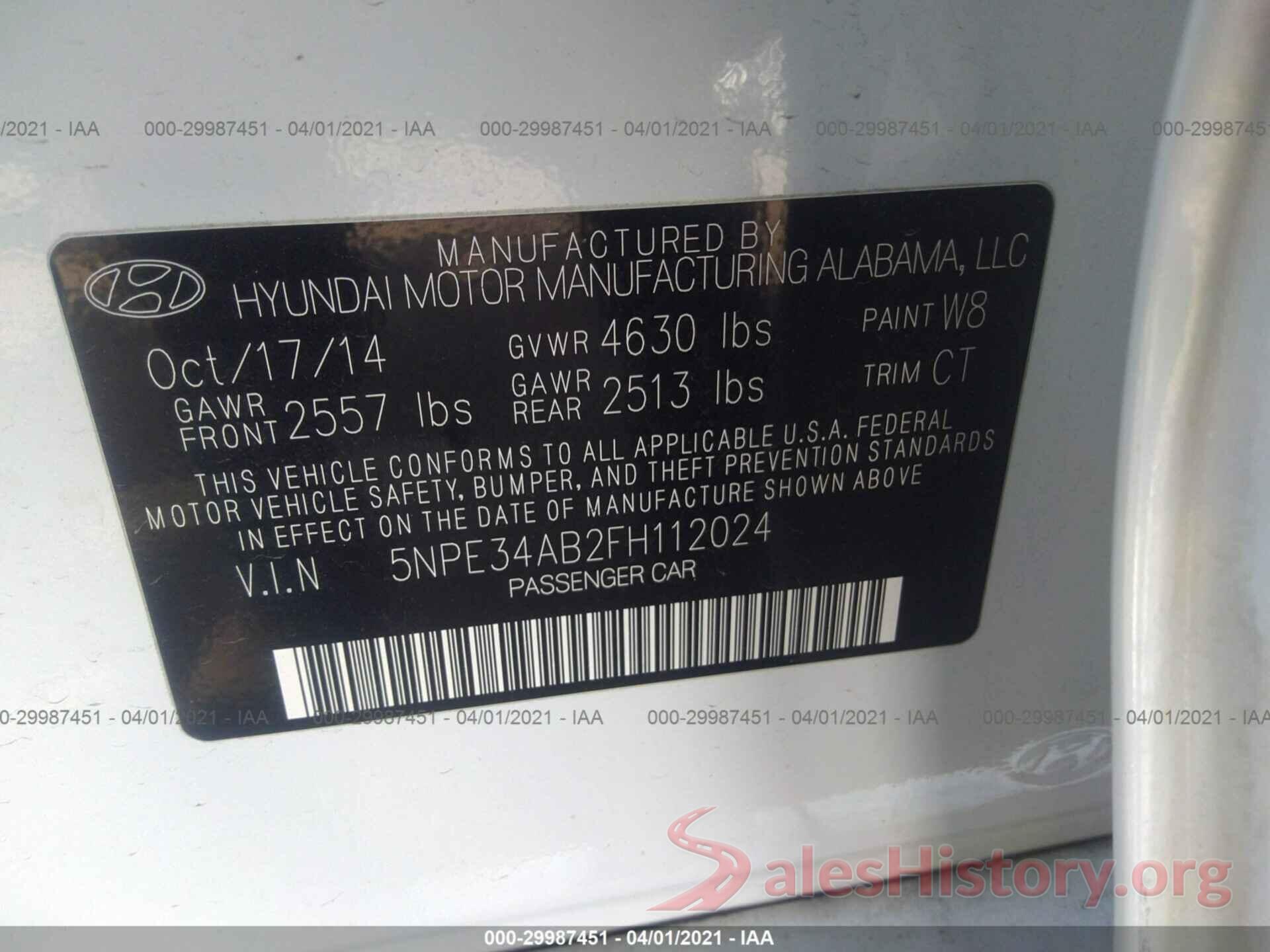 3N1AB7APXJY239682 2015 HYUNDAI SONATA