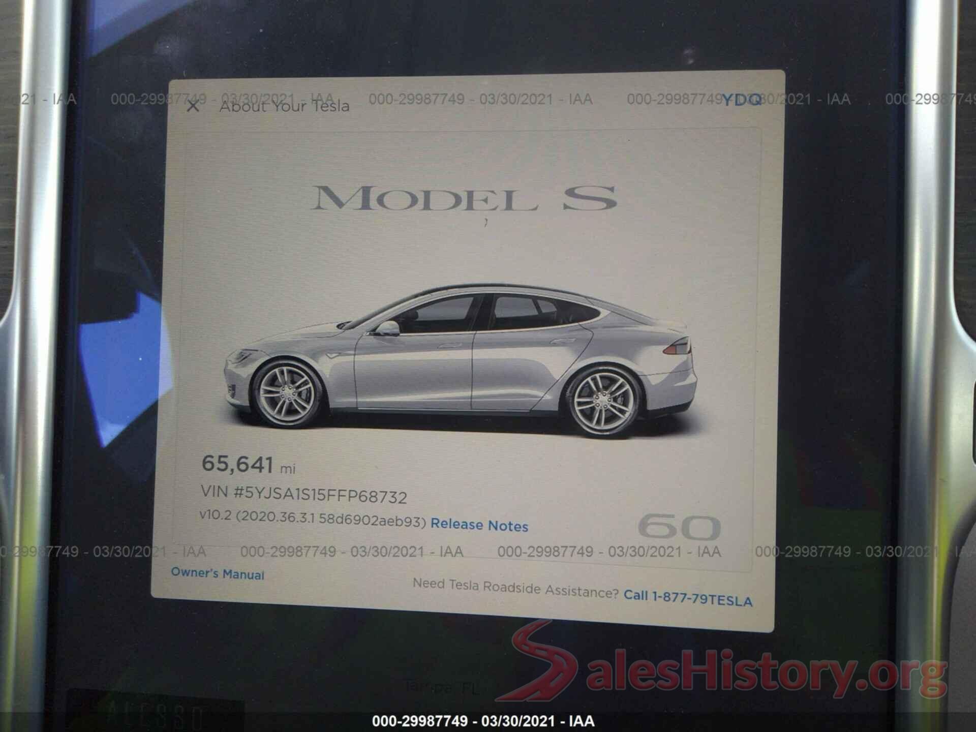 5YJSA1S15FFP68732 2015 TESLA MODEL S