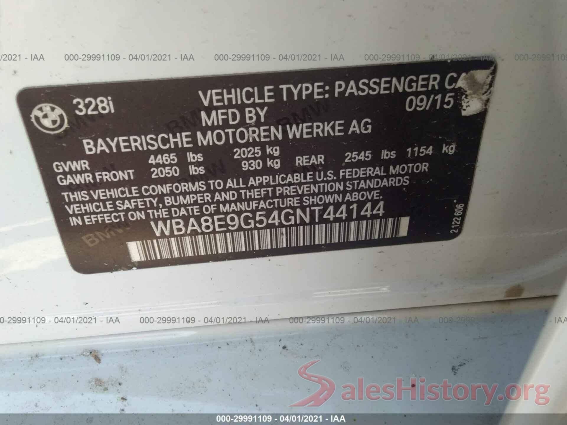 WBA8E9G54GNT44144 2016 BMW 3 SERIES