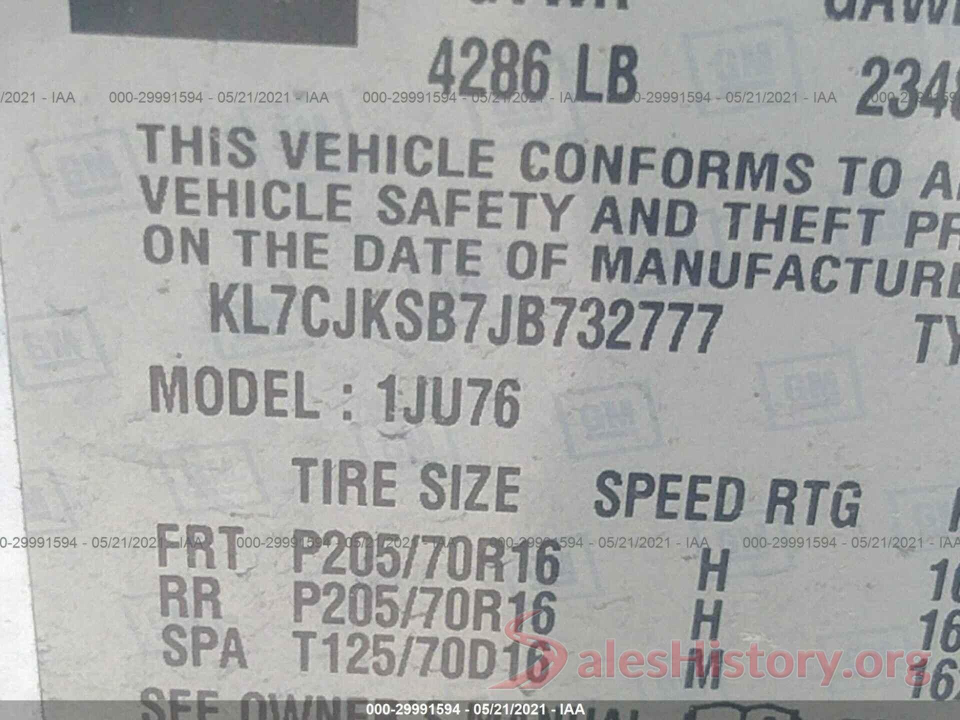 KL7CJKSB7JB732777 2018 CHEVROLET TRAX