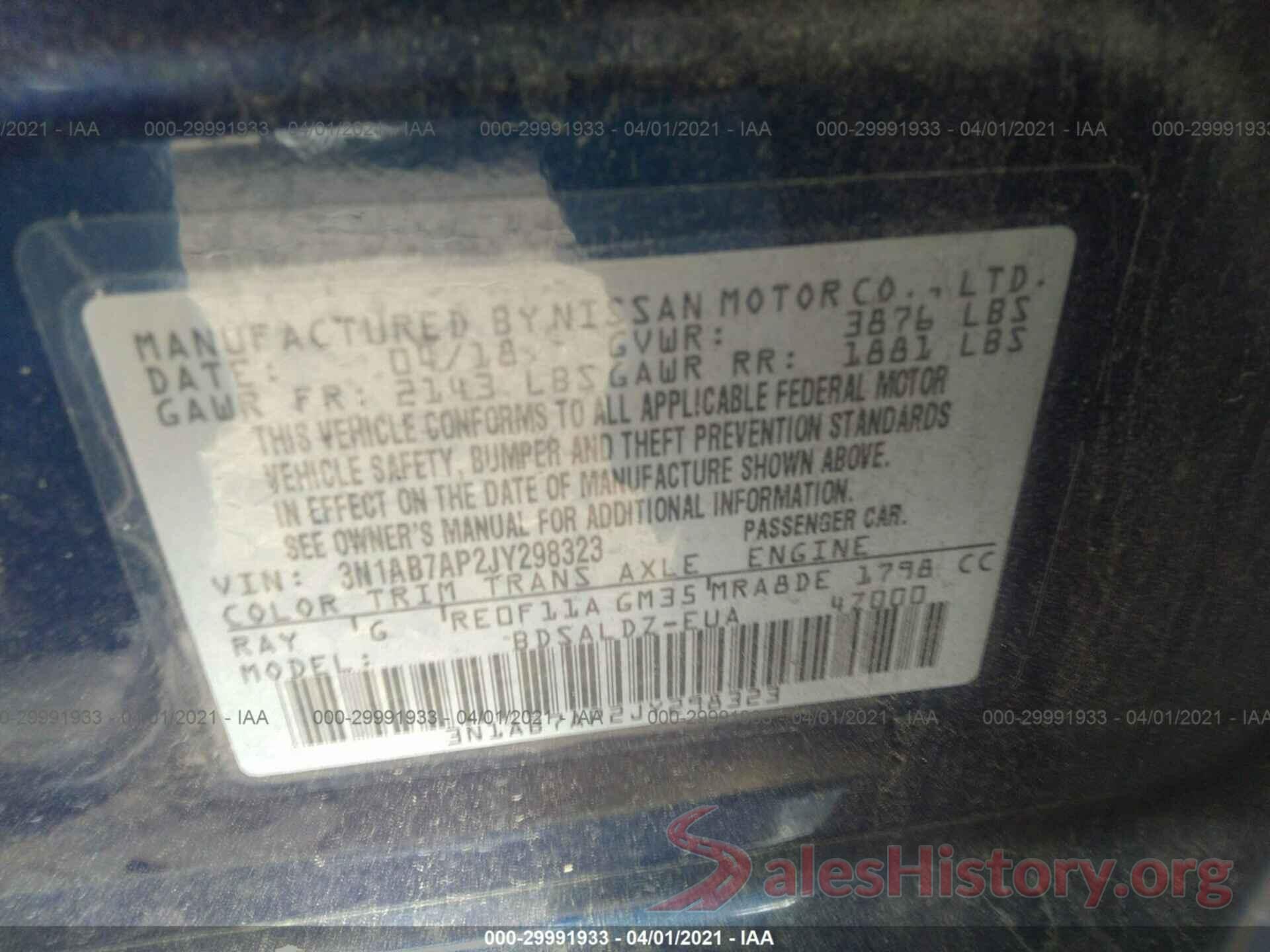 3N1AB7AP2JY298323 2018 NISSAN SENTRA