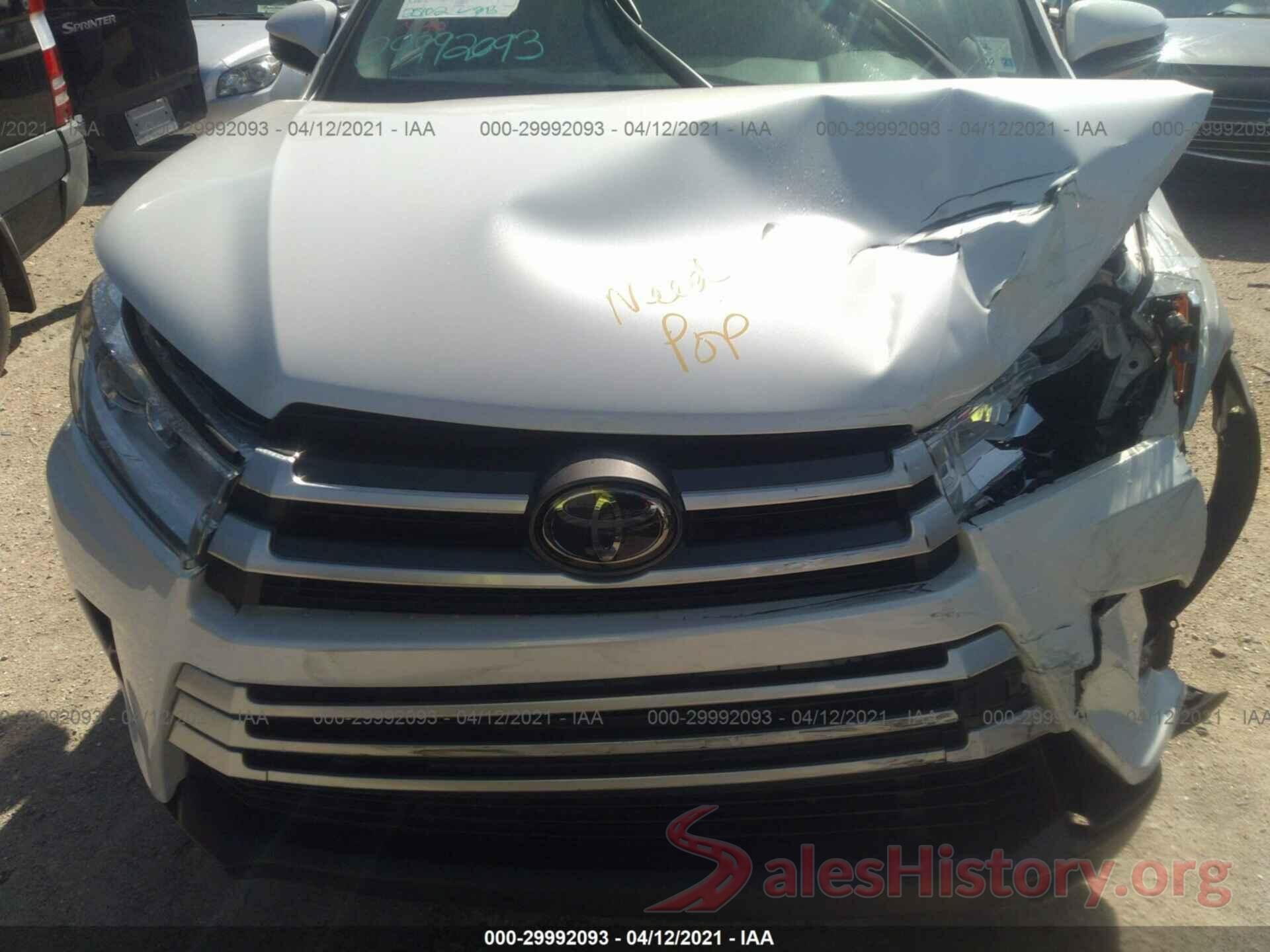 5TDKZRFH1KS300159 2019 TOYOTA HIGHLANDER