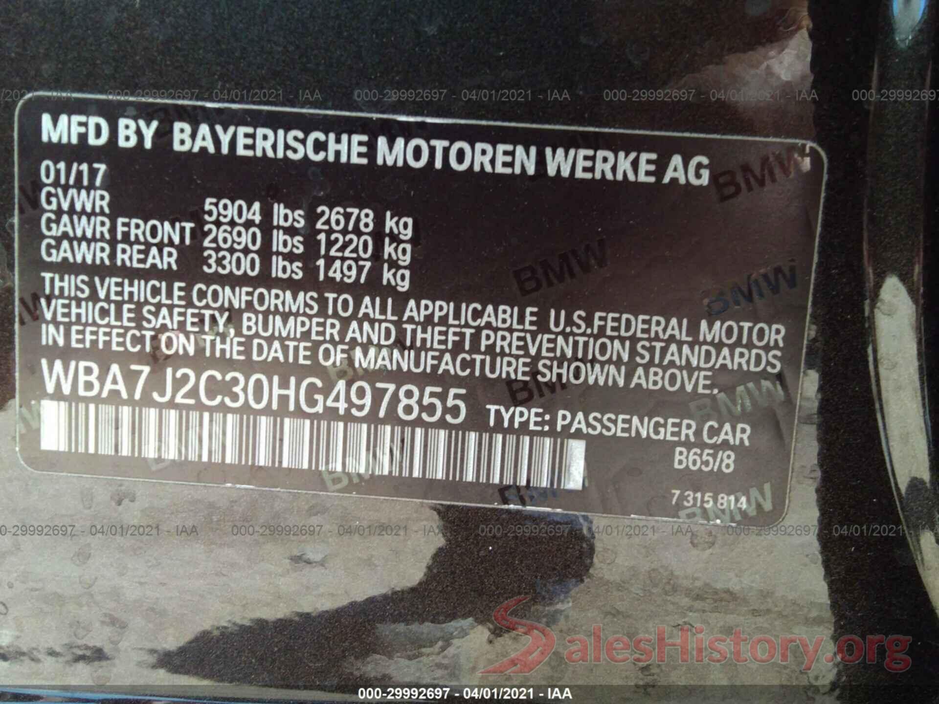 WBA7J2C30HG497855 2017 BMW 7 SERIES