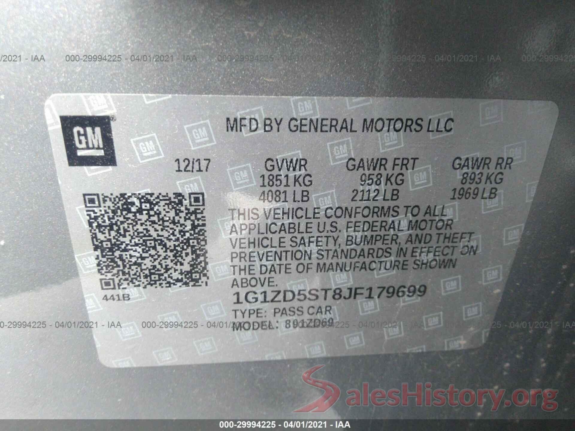 1G1ZD5ST8JF179699 2018 CHEVROLET MALIBU