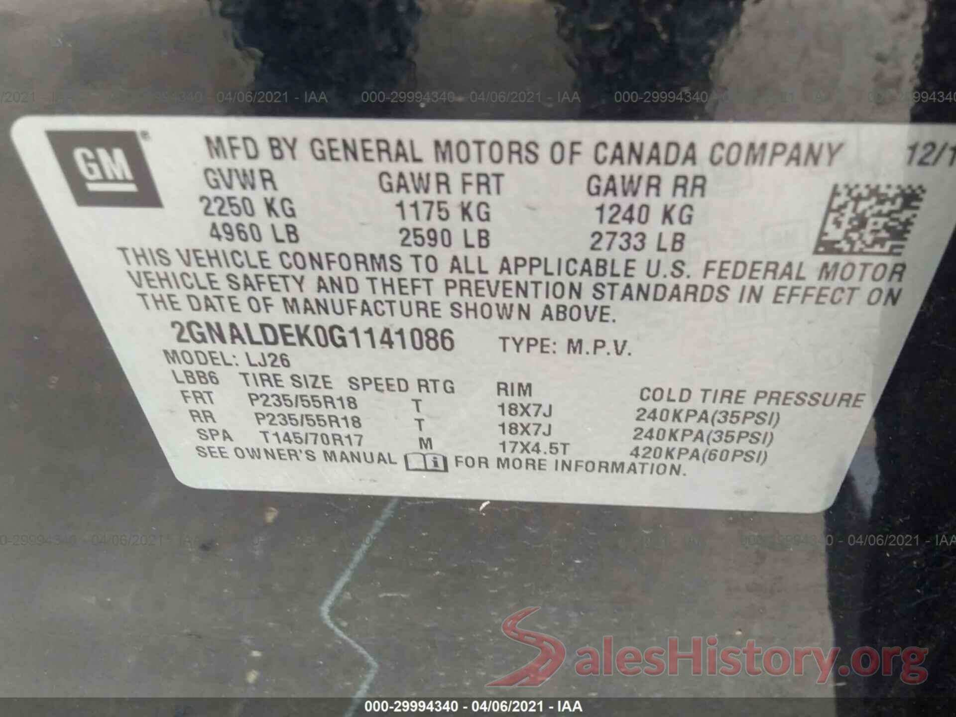 2GNALDEK0G1141086 2016 CHEVROLET EQUINOX