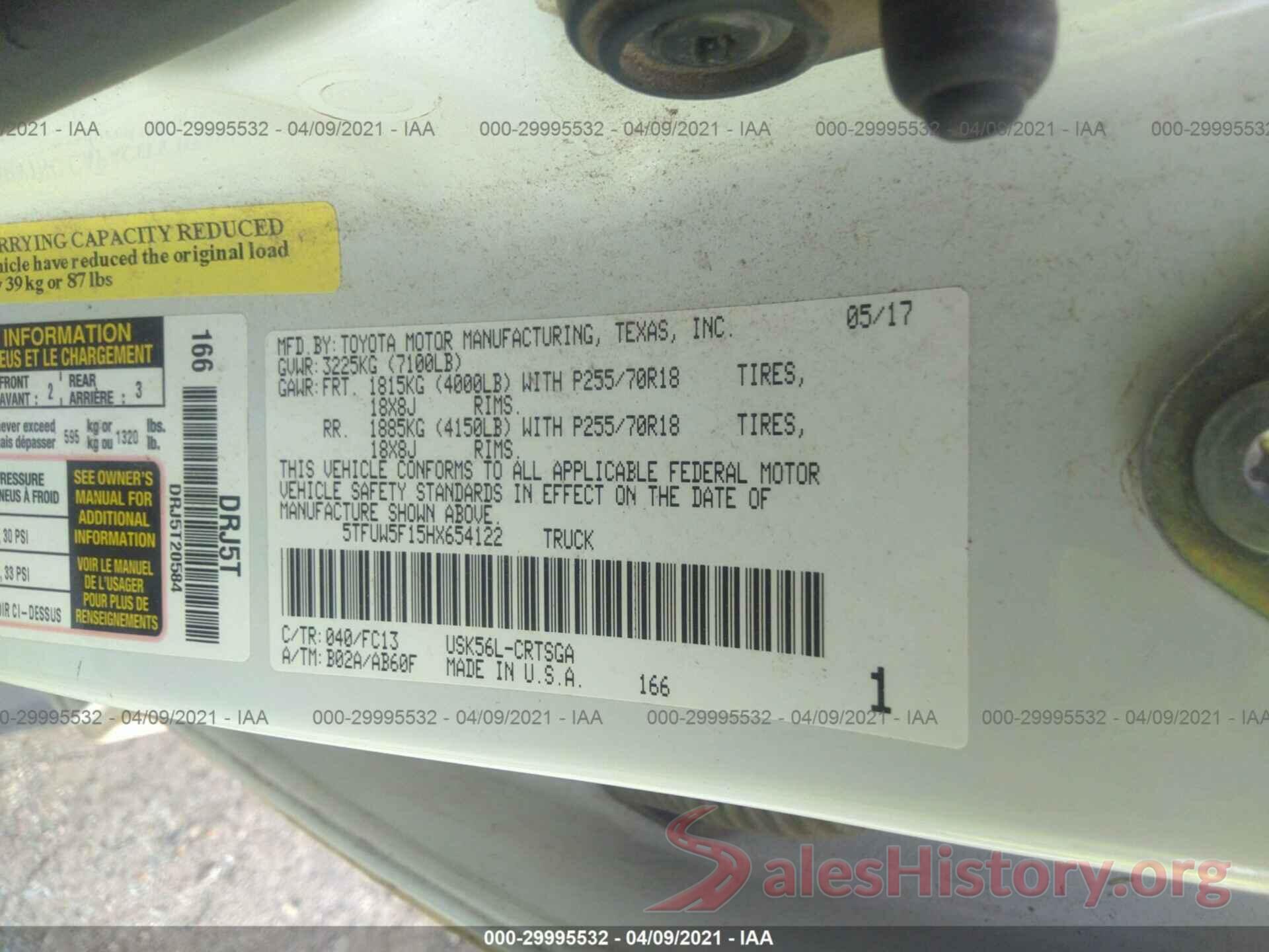 5TFUW5F15HX654122 2017 TOYOTA TUNDRA 4WD