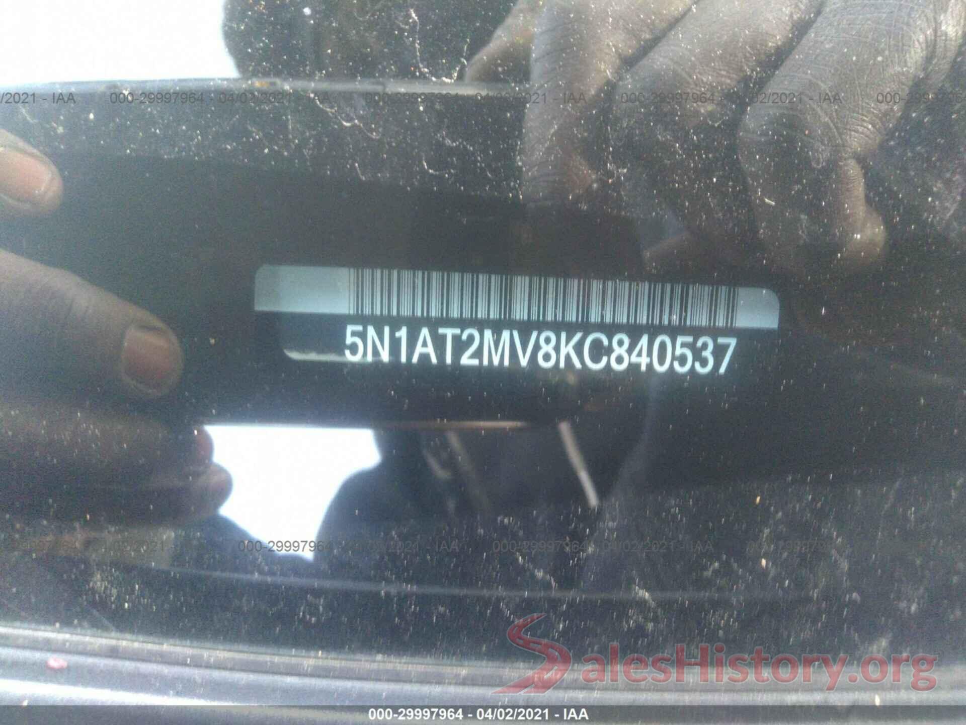 5N1AT2MV8KC840537 2019 NISSAN ROGUE