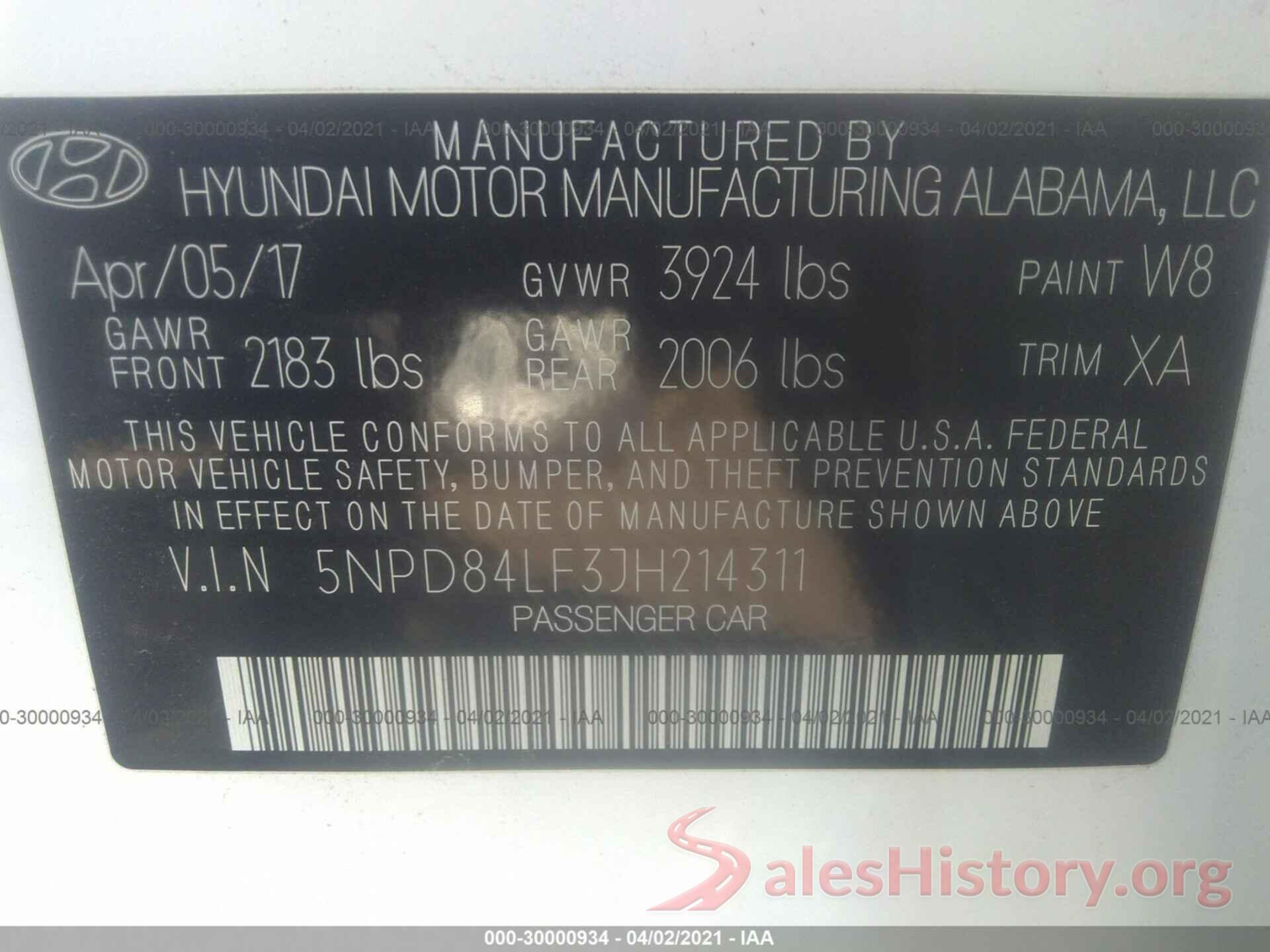 5NPD84LF3JH214311 2018 HYUNDAI ELANTRA