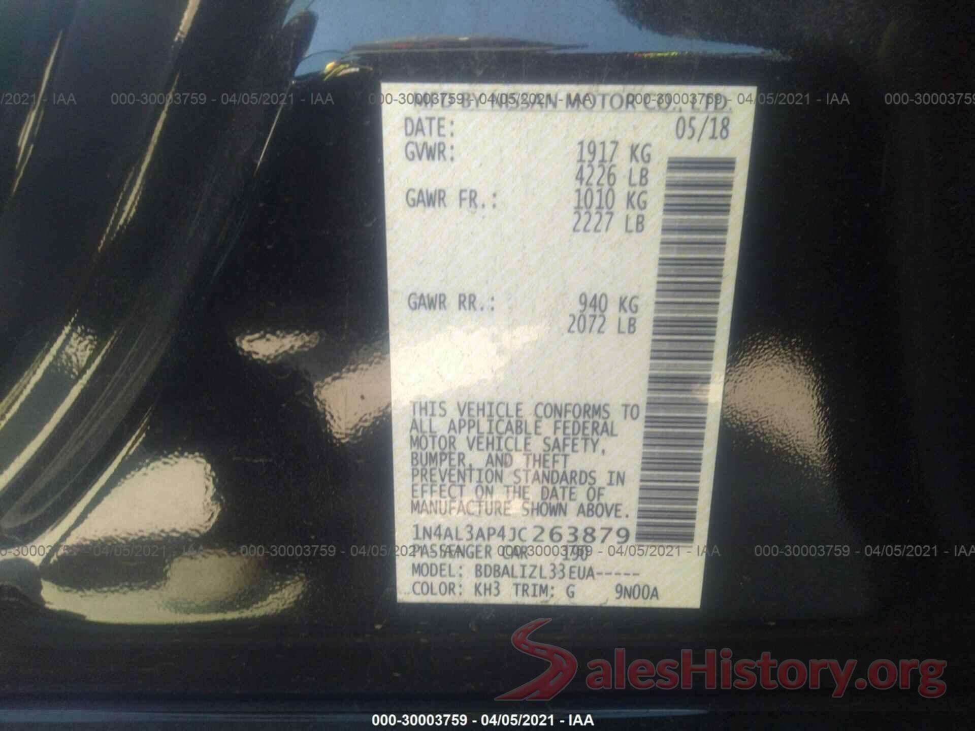 1N4AL3AP4JC263879 2018 NISSAN ALTIMA