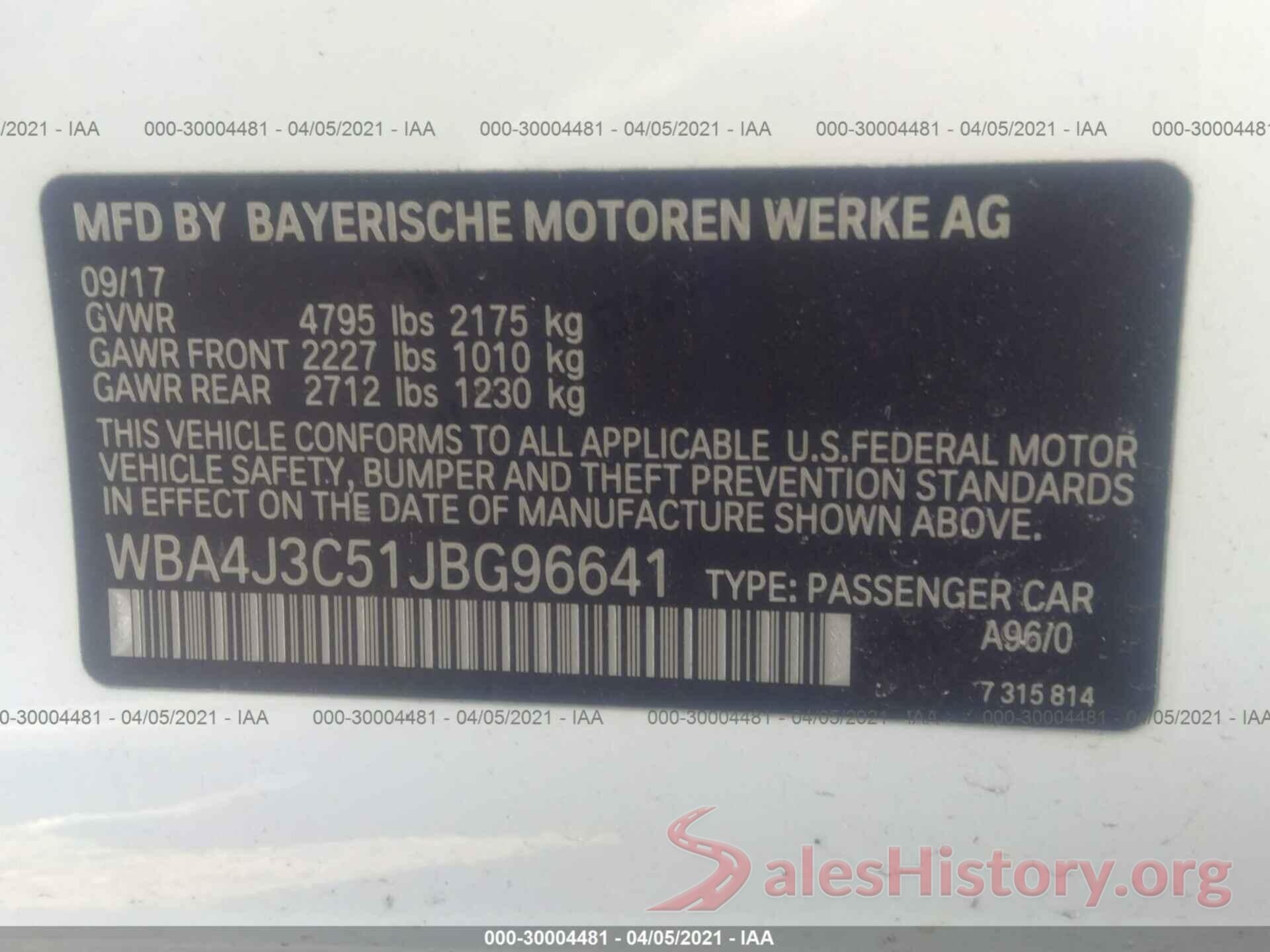 WBA4J3C51JBG96641 2018 BMW 4 SERIES