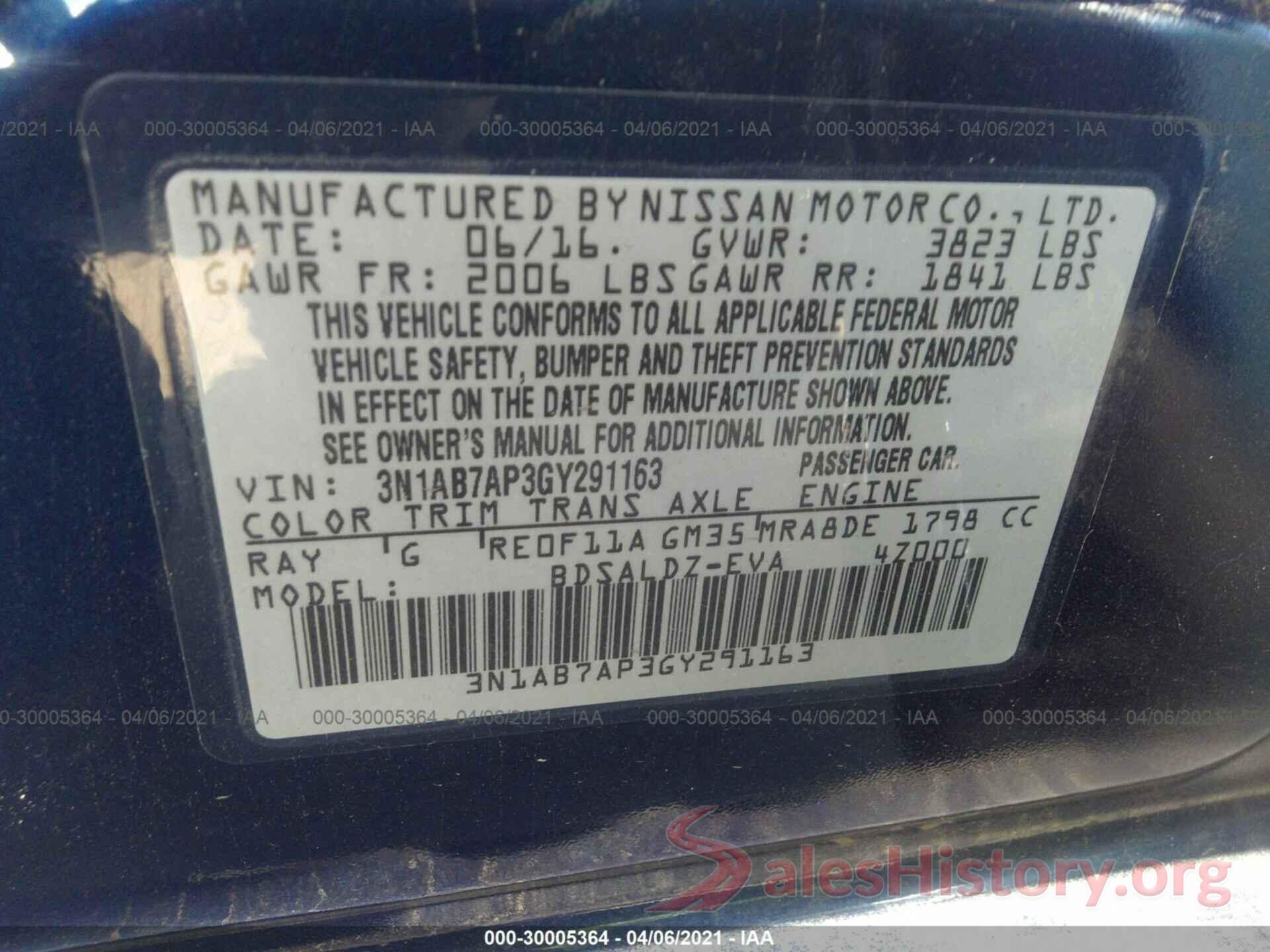 3N1AB7AP3GY291163 2016 NISSAN SENTRA