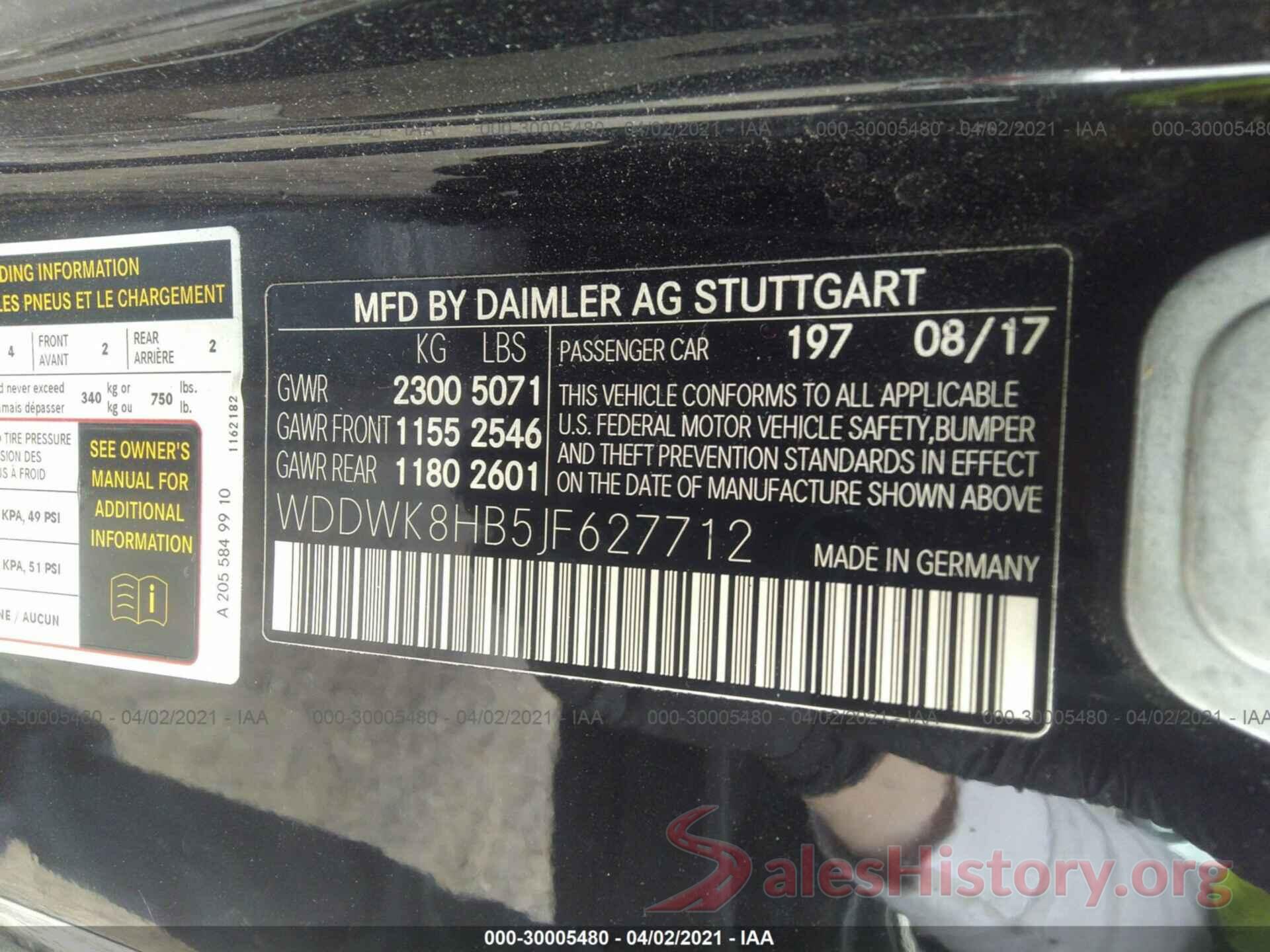 WDDWK8HB5JF627712 2018 MERCEDES-BENZ C-CLASS