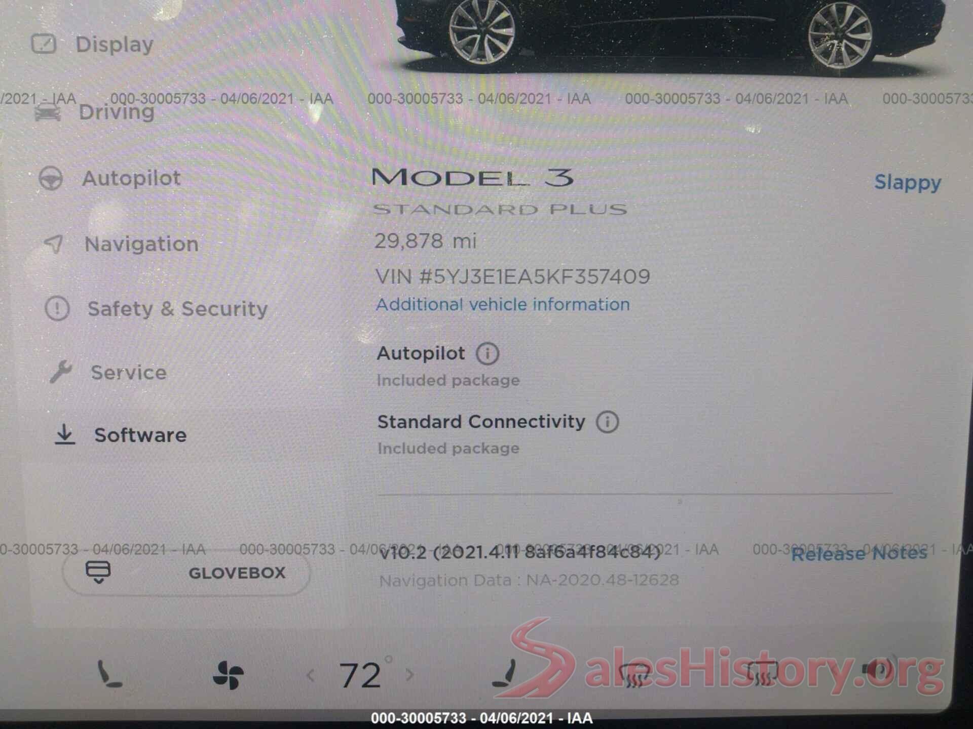 5YJ3E1EA5KF357409 2019 TESLA MODEL 3