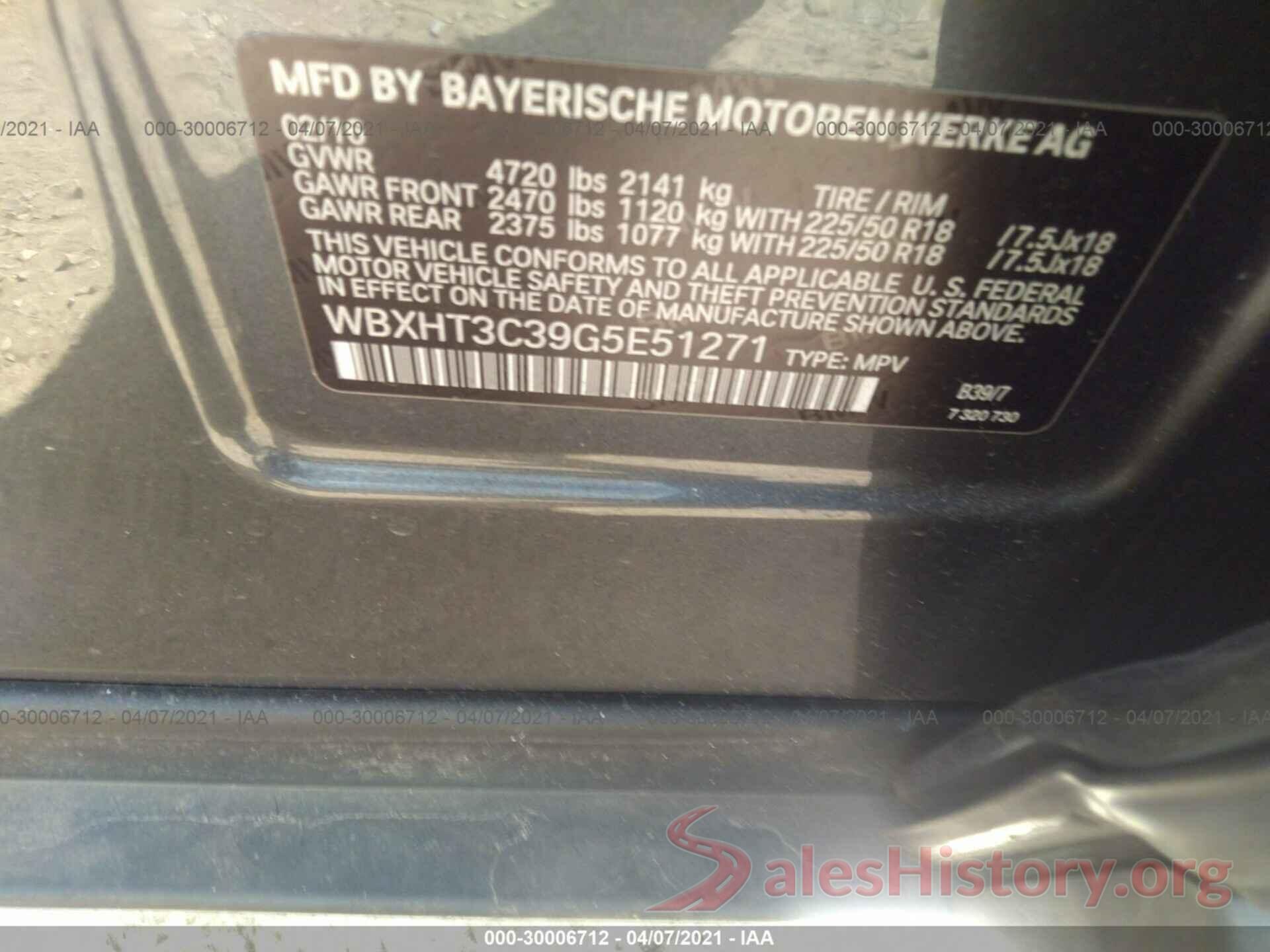 WBXHT3C39G5E51271 2016 BMW X1