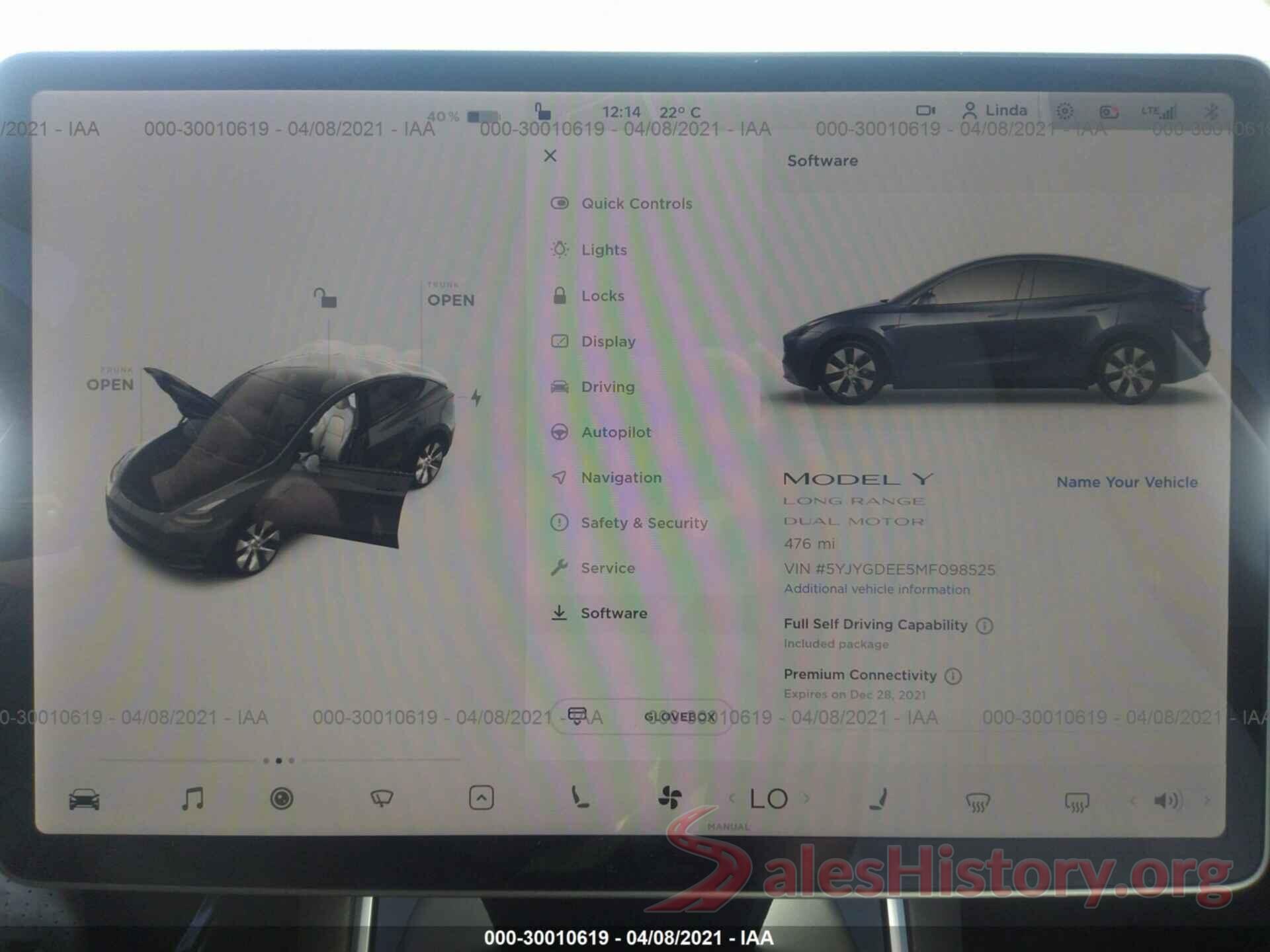 5YJYGDEE5MF098525 2021 TESLA MODEL Y