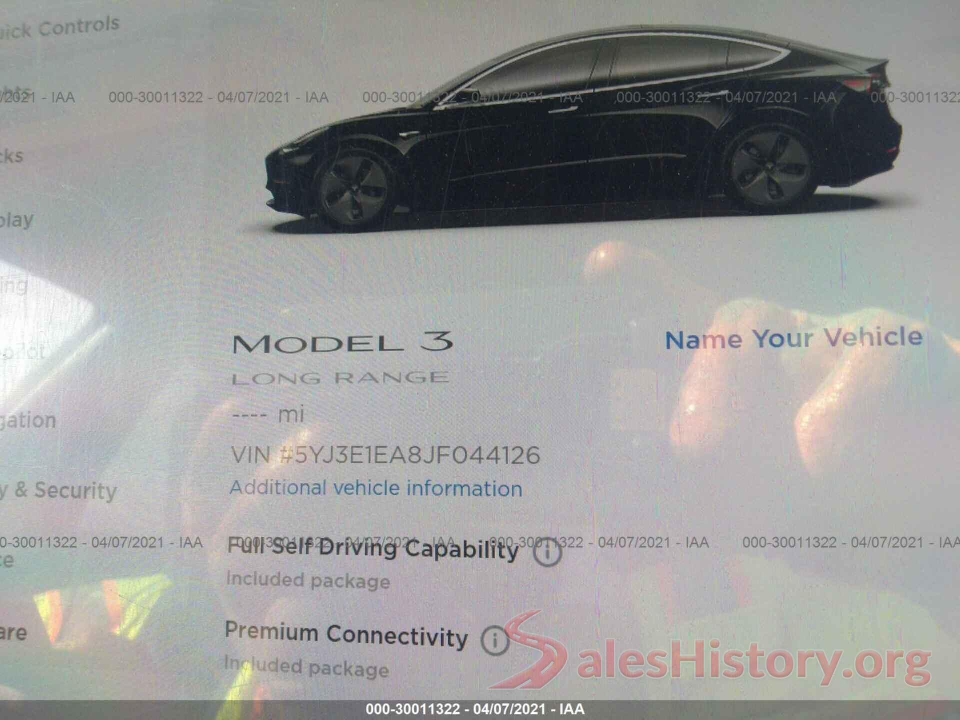 5YJ3E1EA8JF044126 2018 TESLA MODEL 3