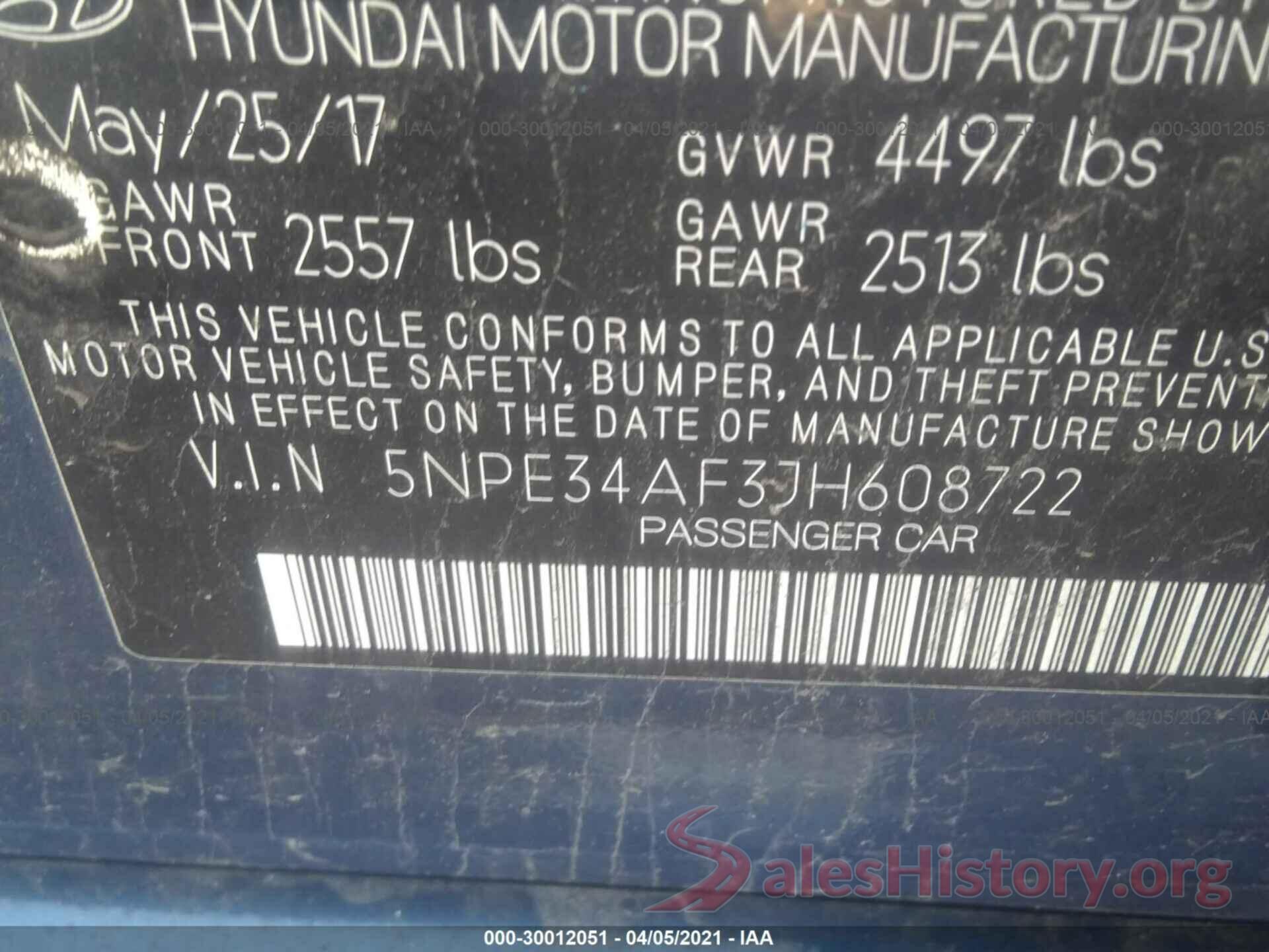 5NPE34AF3JH608722 2018 HYUNDAI SONATA