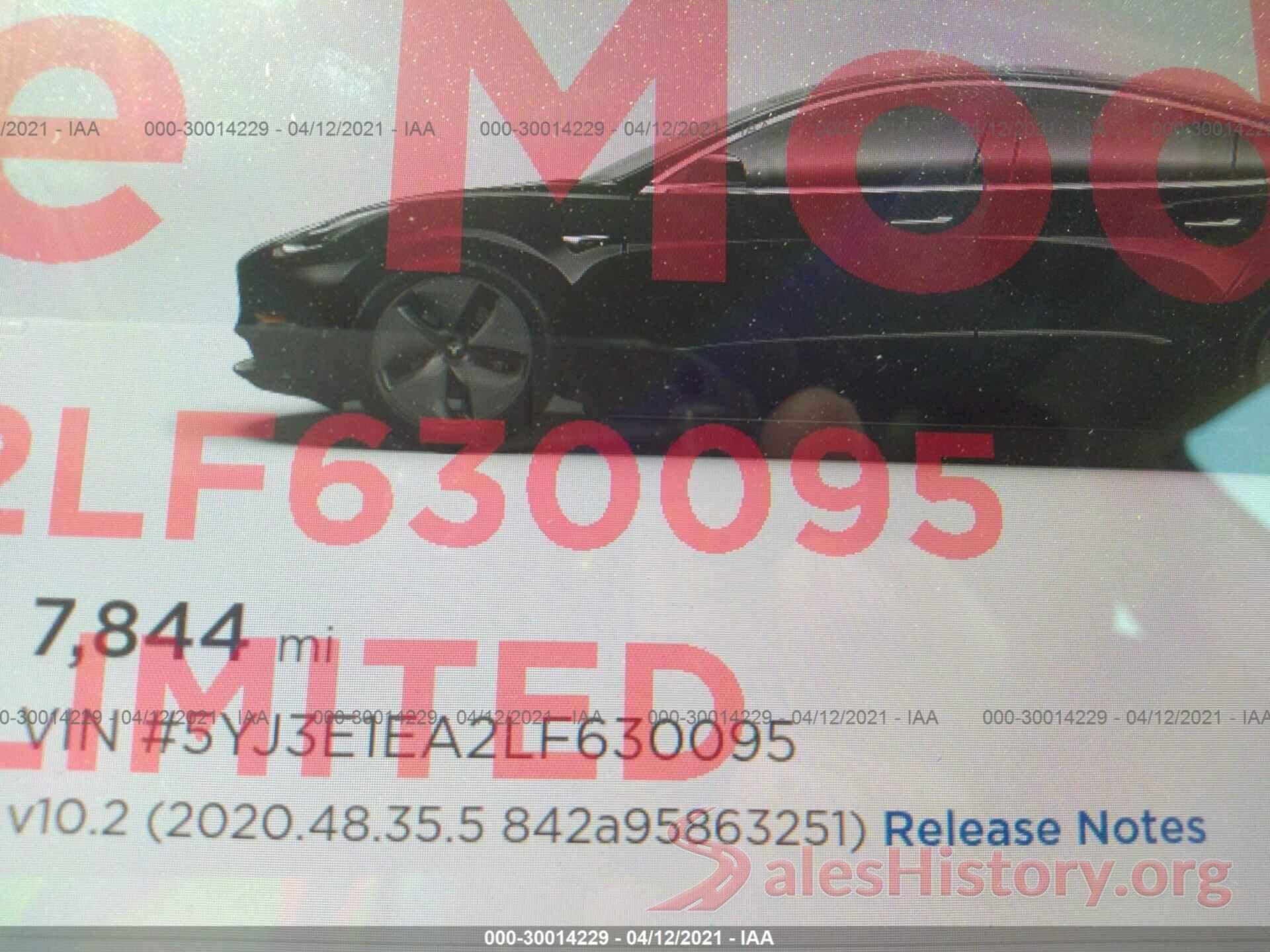 5YJ3E1EA2LF630095 2020 TESLA MODEL 3