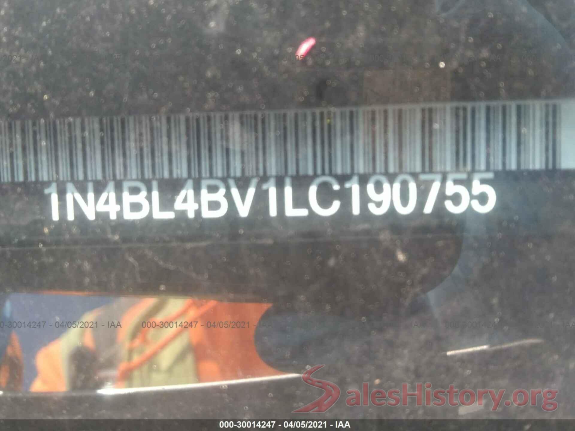 1N4BL4BV1LC190755 2020 NISSAN ALTIMA