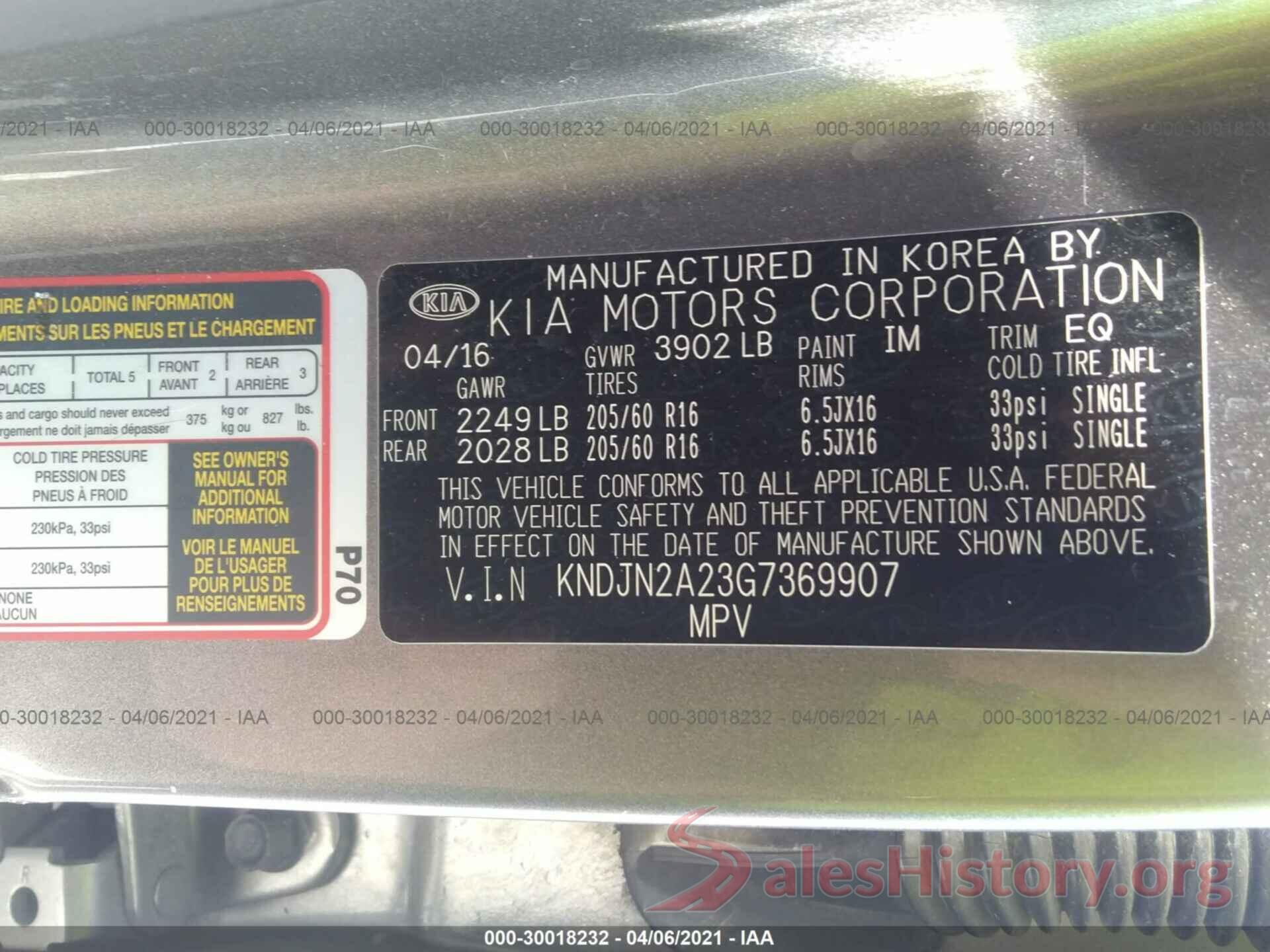 KNDJN2A23G7369907 2016 KIA SOUL