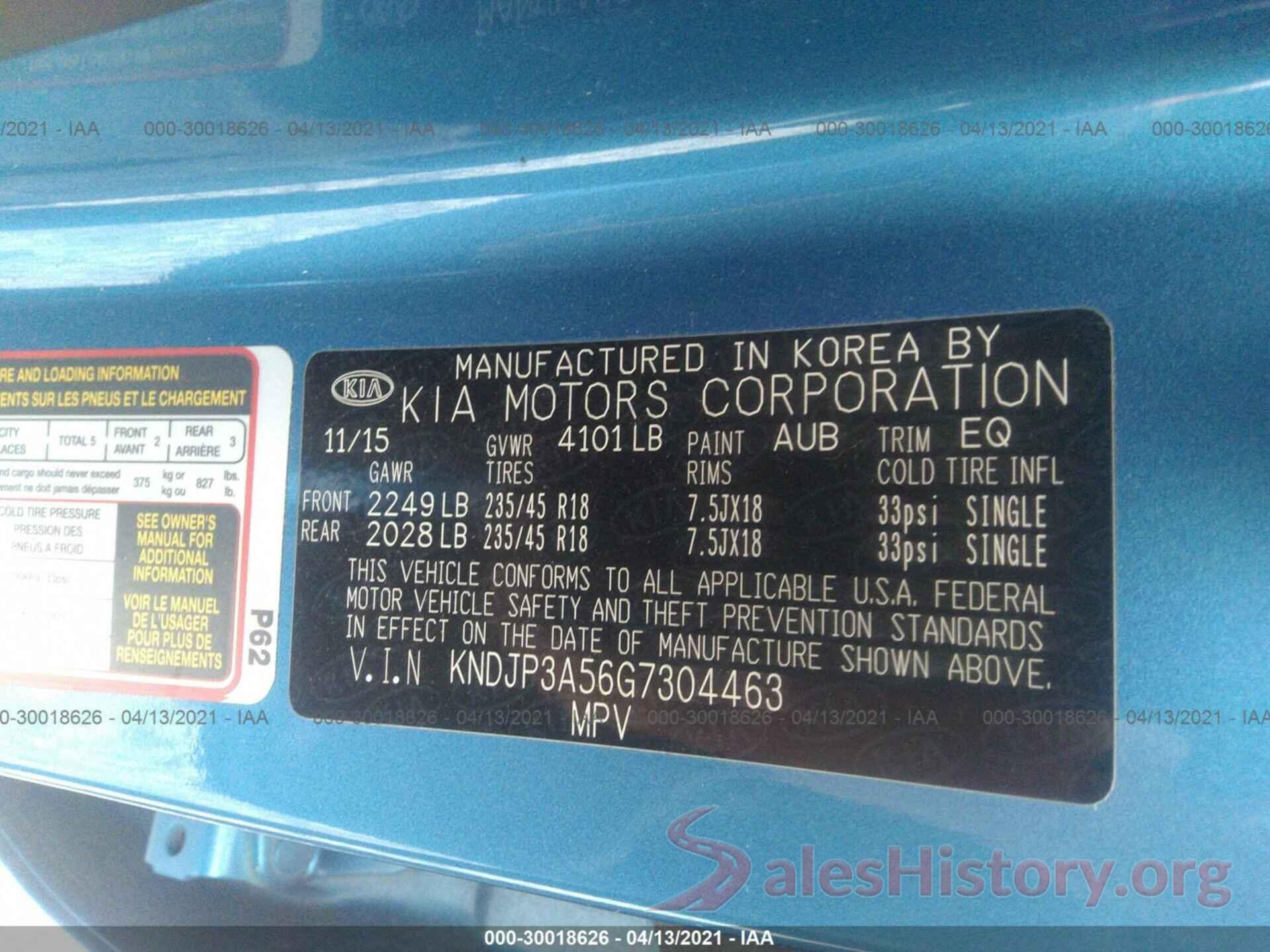 KNDJP3A56G7304463 2016 KIA SOUL