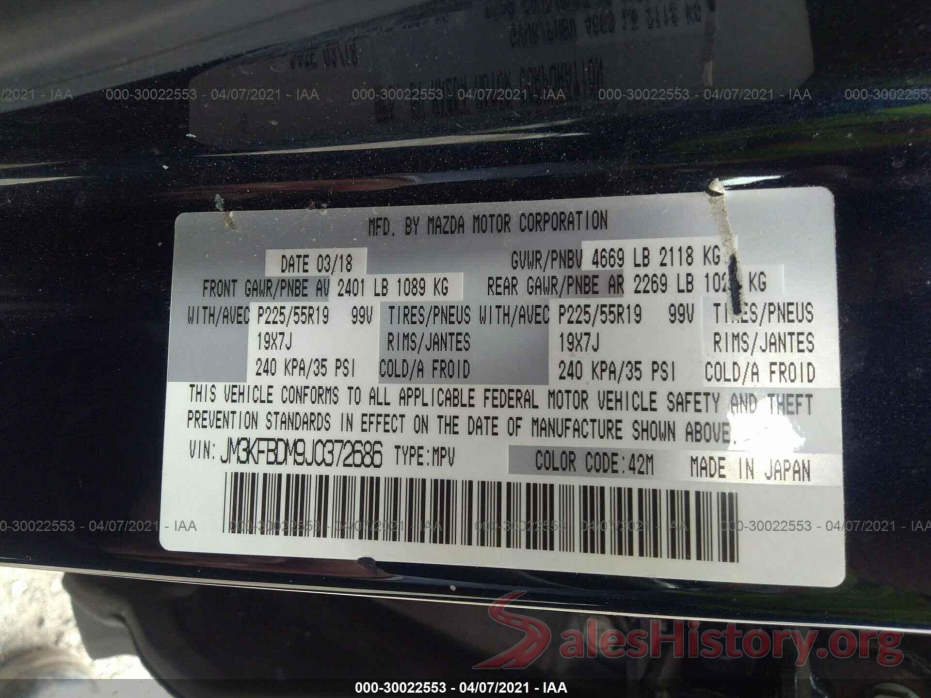 JM3KFBDM9J0372686 2018 MAZDA CX-5