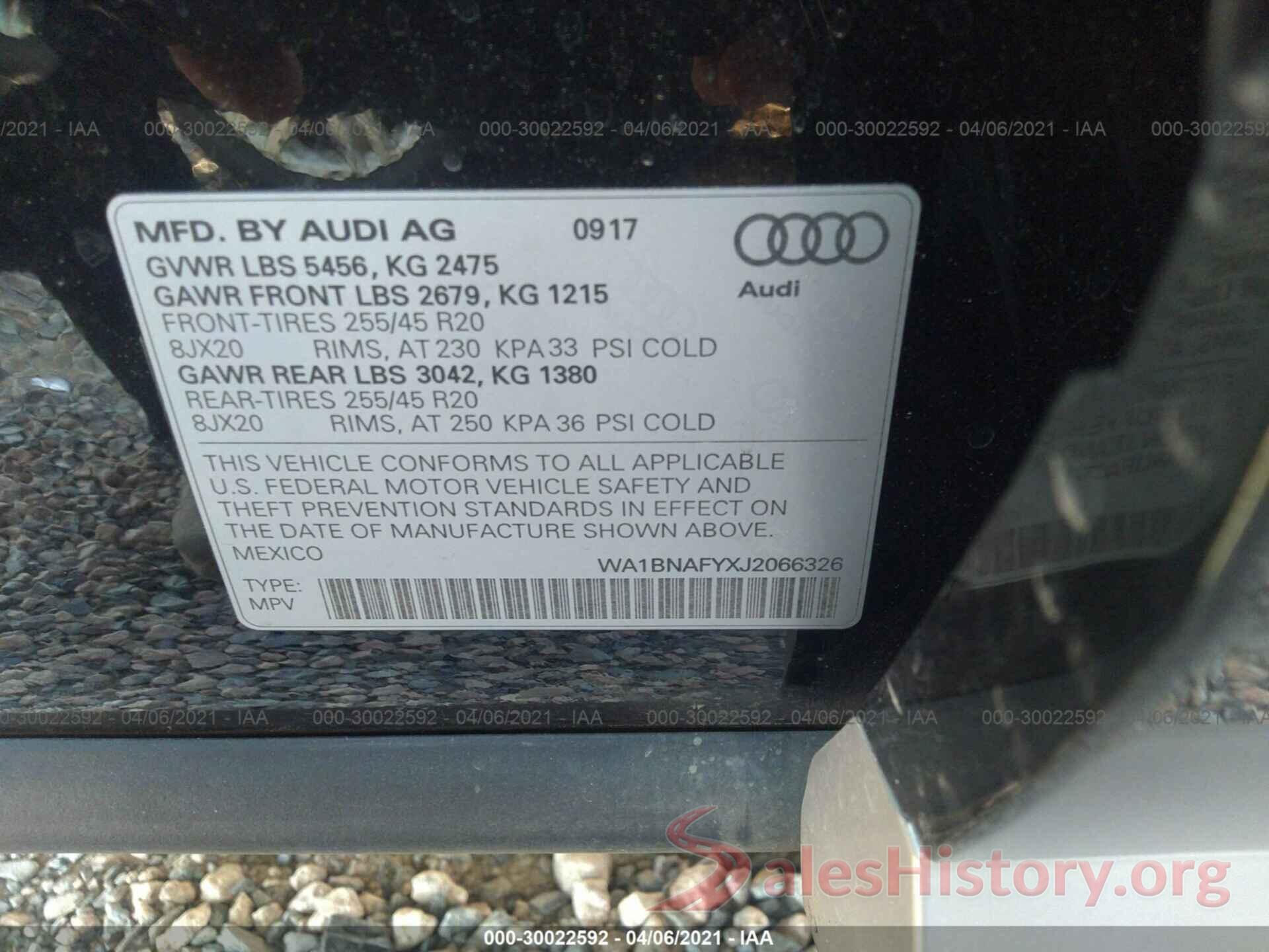 WA1BNAFYXJ2066326 2018 AUDI Q5