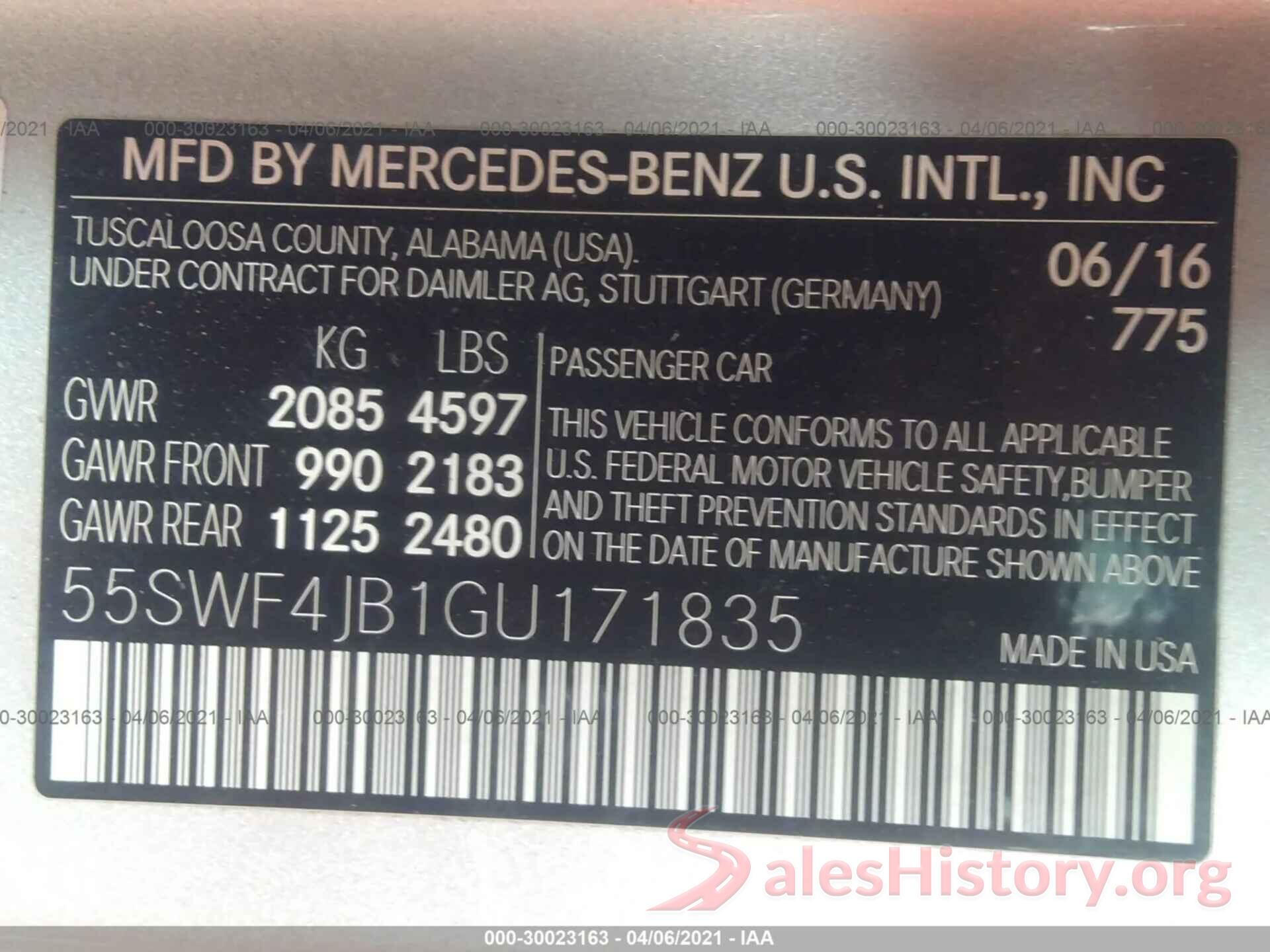 55SWF4JB1GU171835 2016 MERCEDES-BENZ C-CLASS