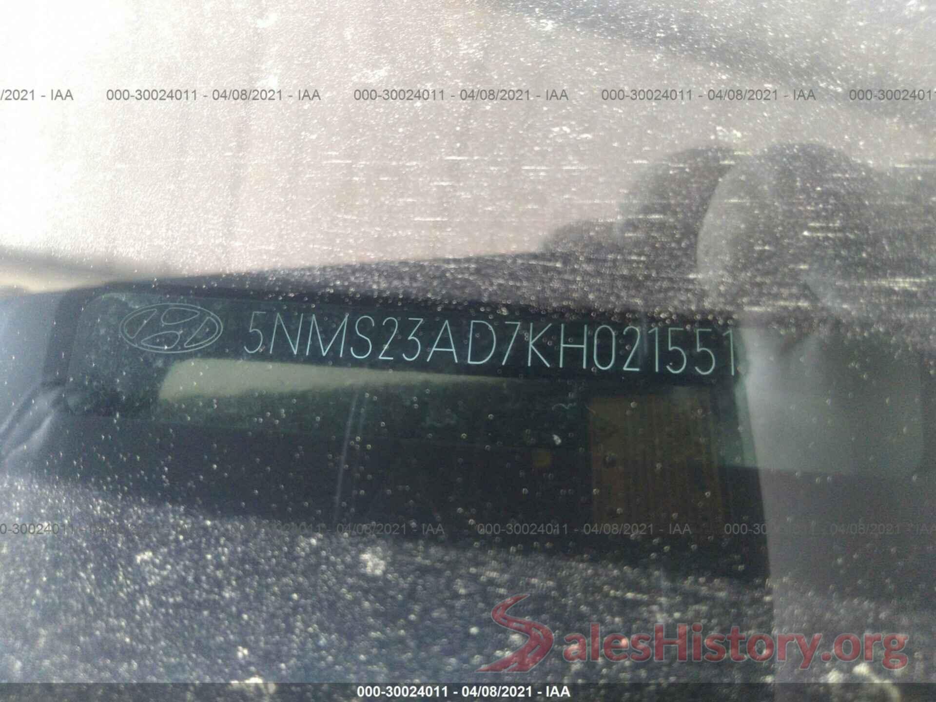 5NMS23AD7KH021551 2019 HYUNDAI SANTA FE