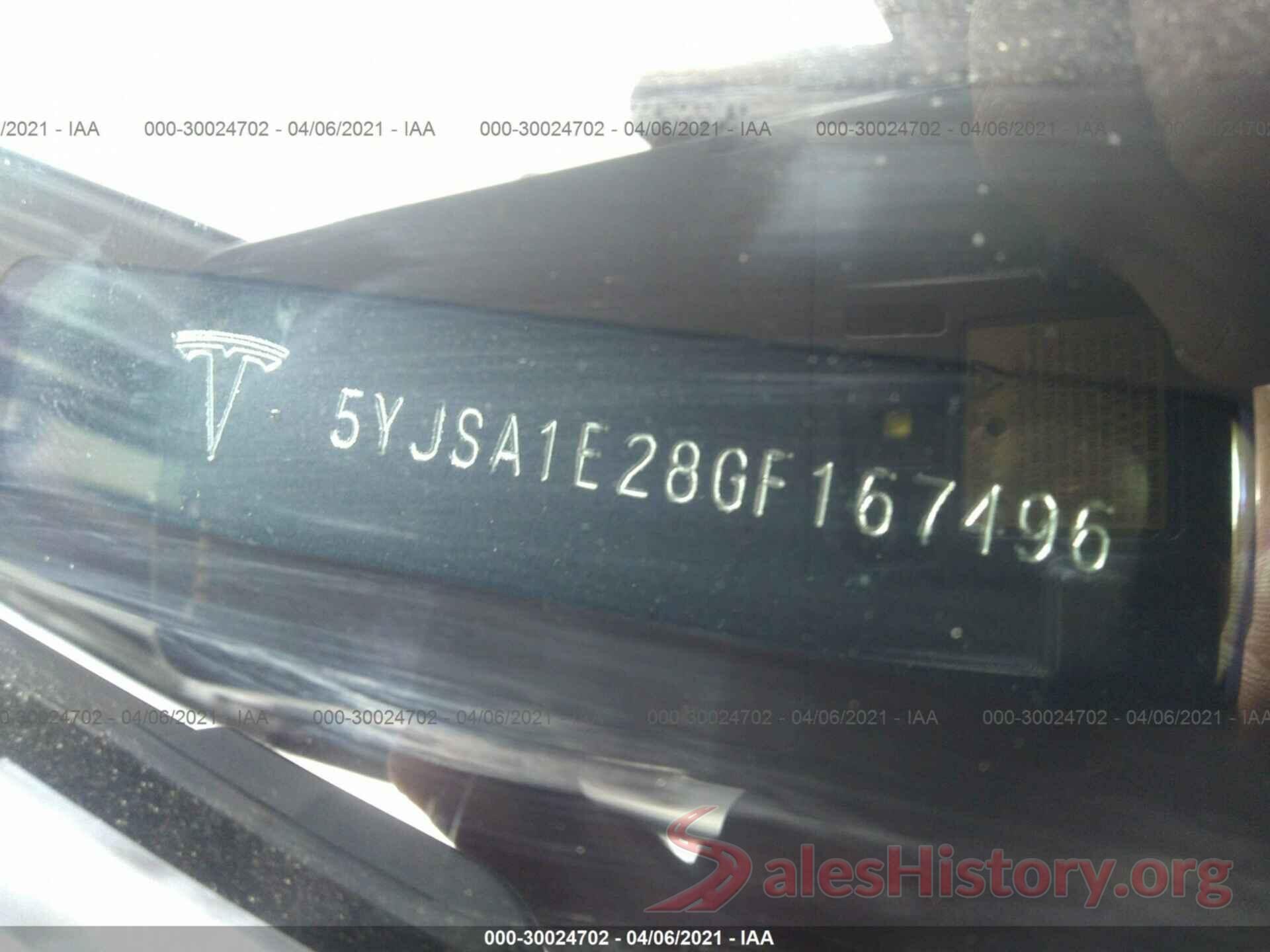 5YJSA1E28GF167496 2016 TESLA MODEL S