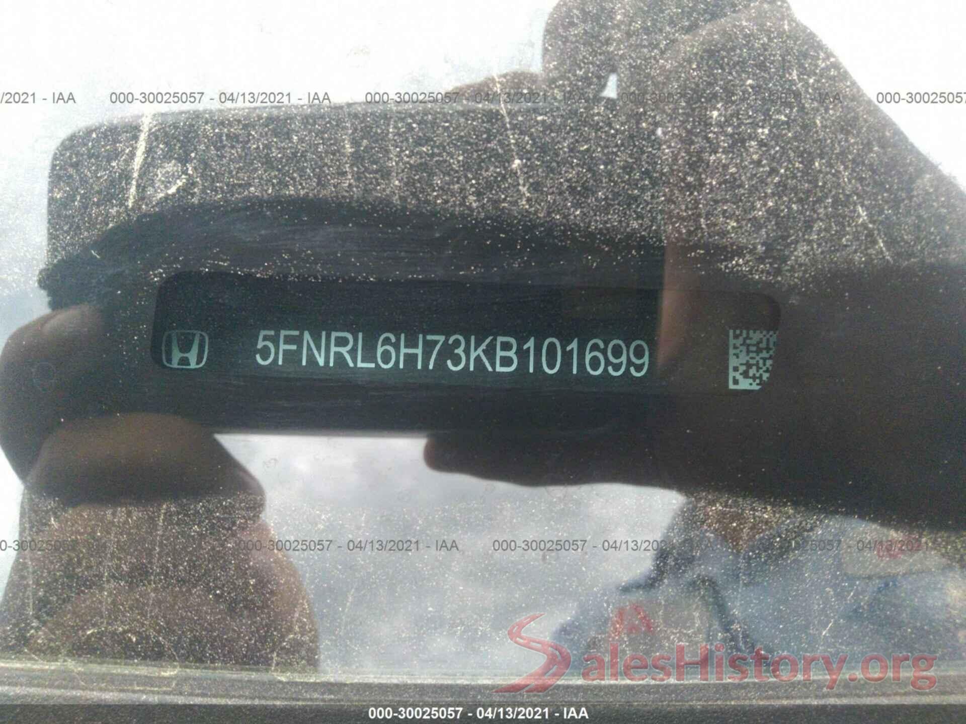 5FNRL6H73KB101699 2019 HONDA ODYSSEY