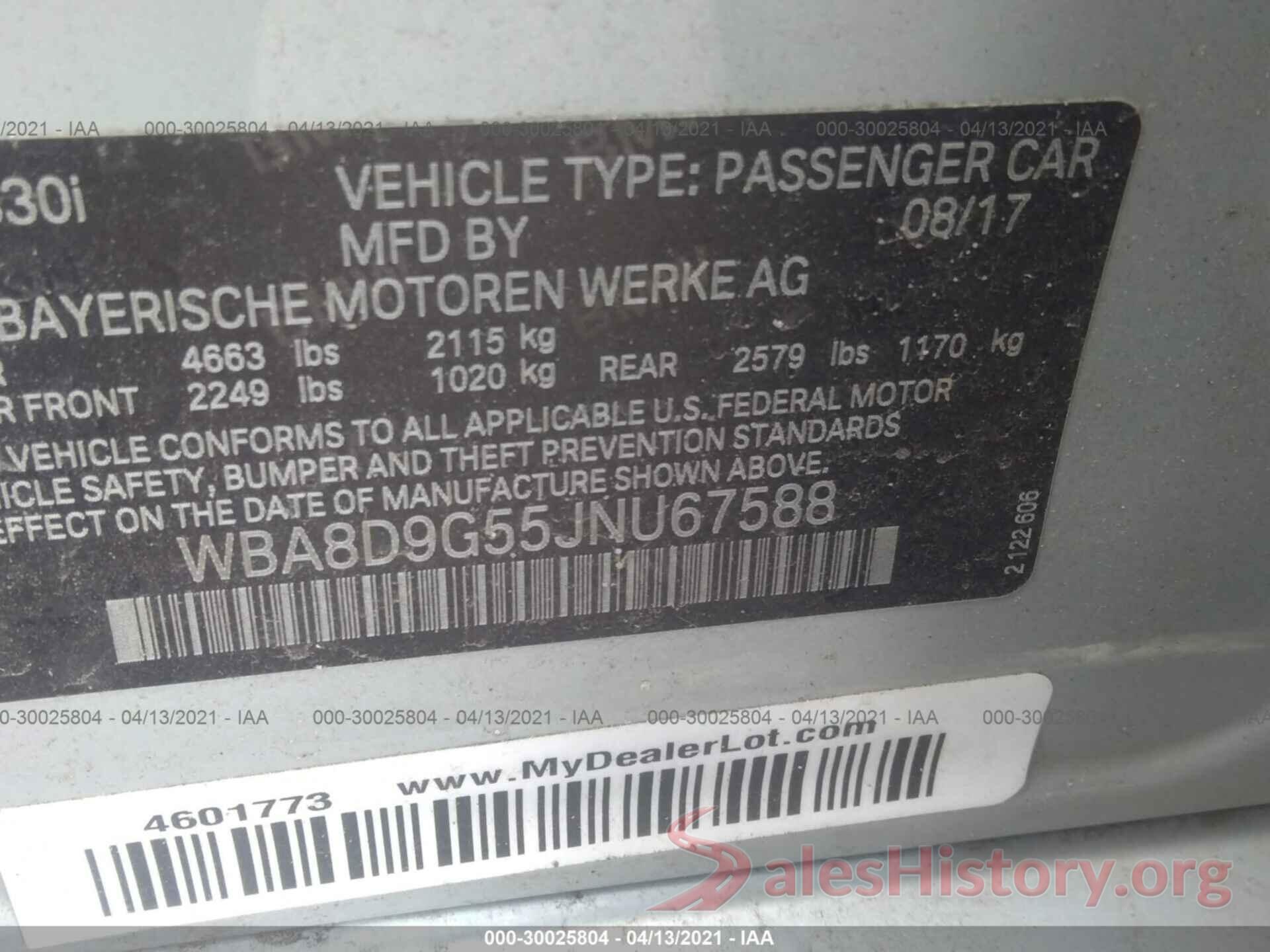 WBA8D9G55JNU67588 2018 BMW 3 SERIES