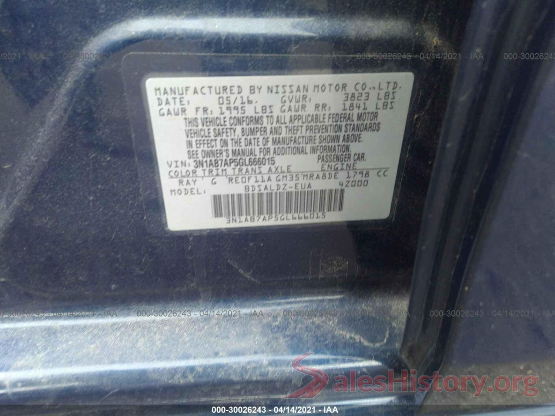 3N1AB7AP5GL666015 2016 NISSAN SENTRA